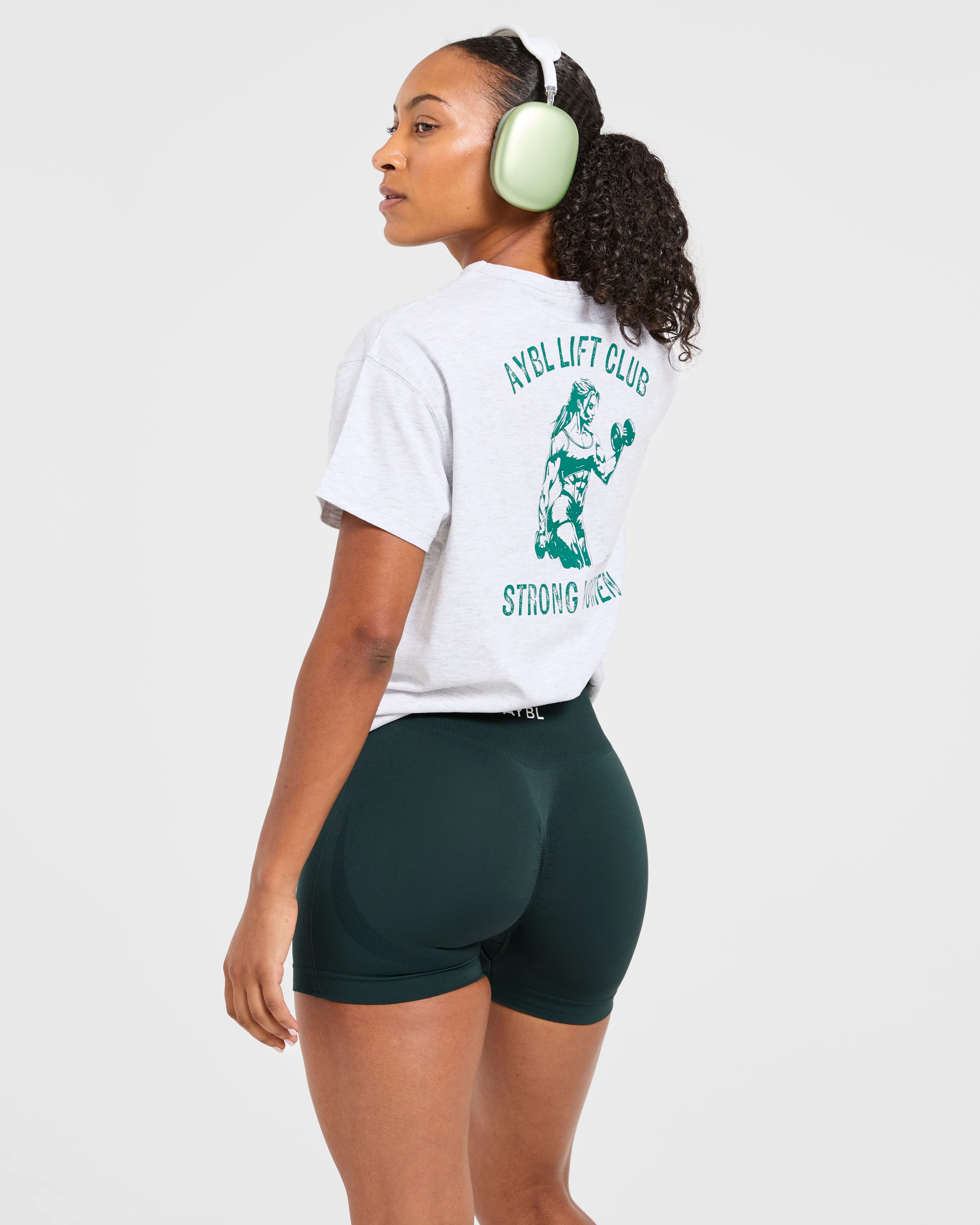 Strong Women Graphic Oversized T Shirt - Gris Marl/Vert - Image 7