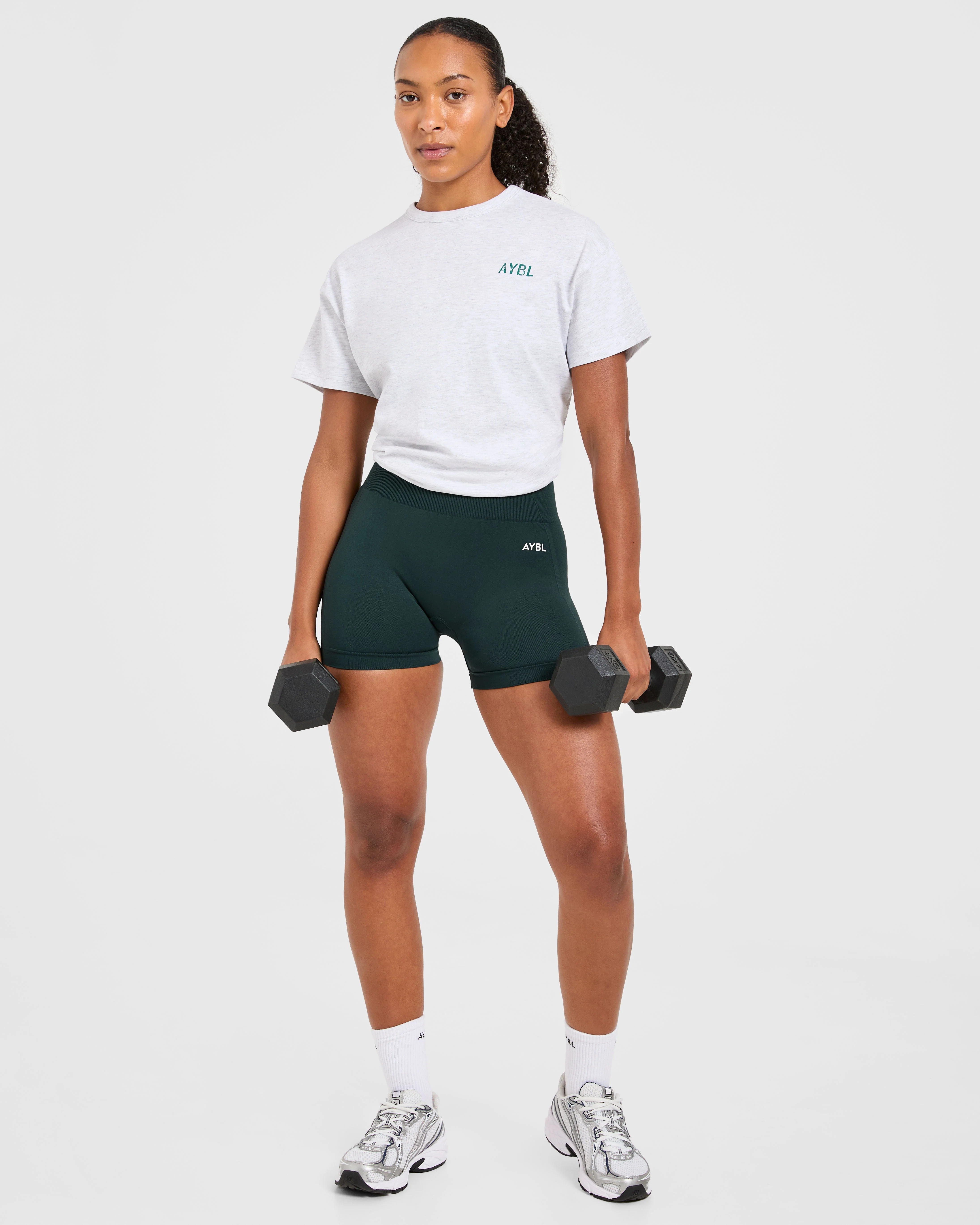 Strong Women Graphic Oversized T Shirt - Gris Marl/Vert - Image 8