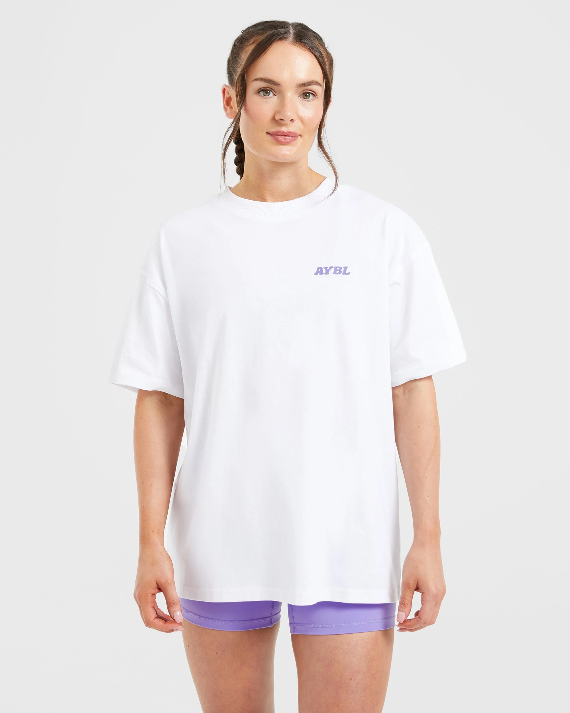 Stronger You Oversized T Shirt - Blanc/Violet - Image 2