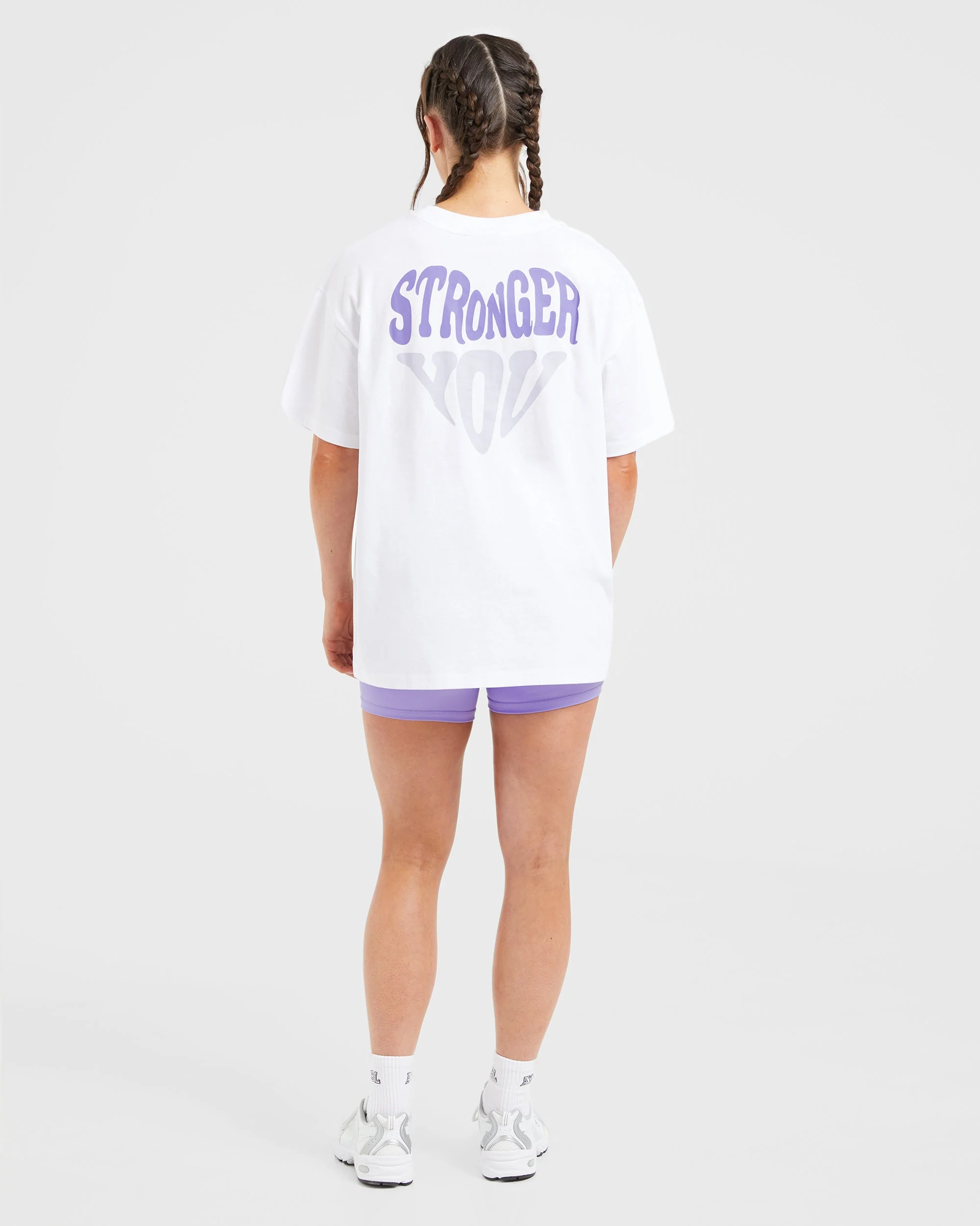 Stronger You Oversized T Shirt - Blanc/Violet - Image 4