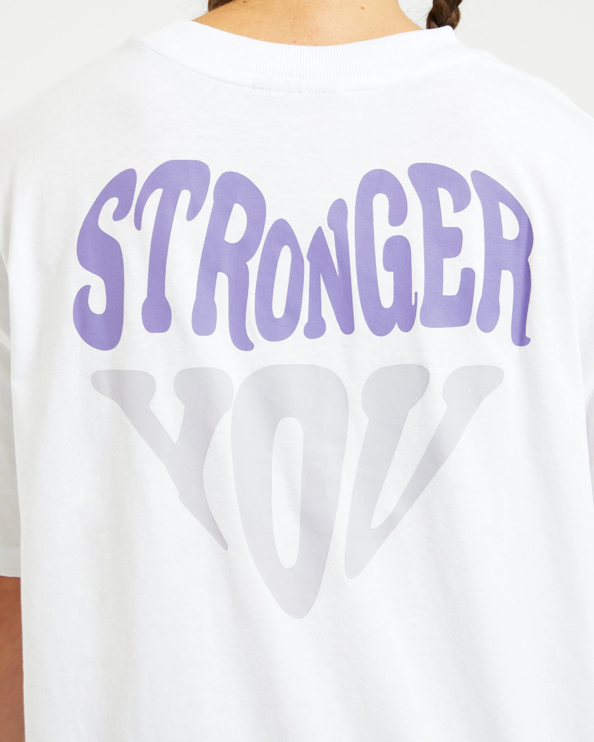Stronger You Oversized T Shirt - Blanc/Violet - Image 6