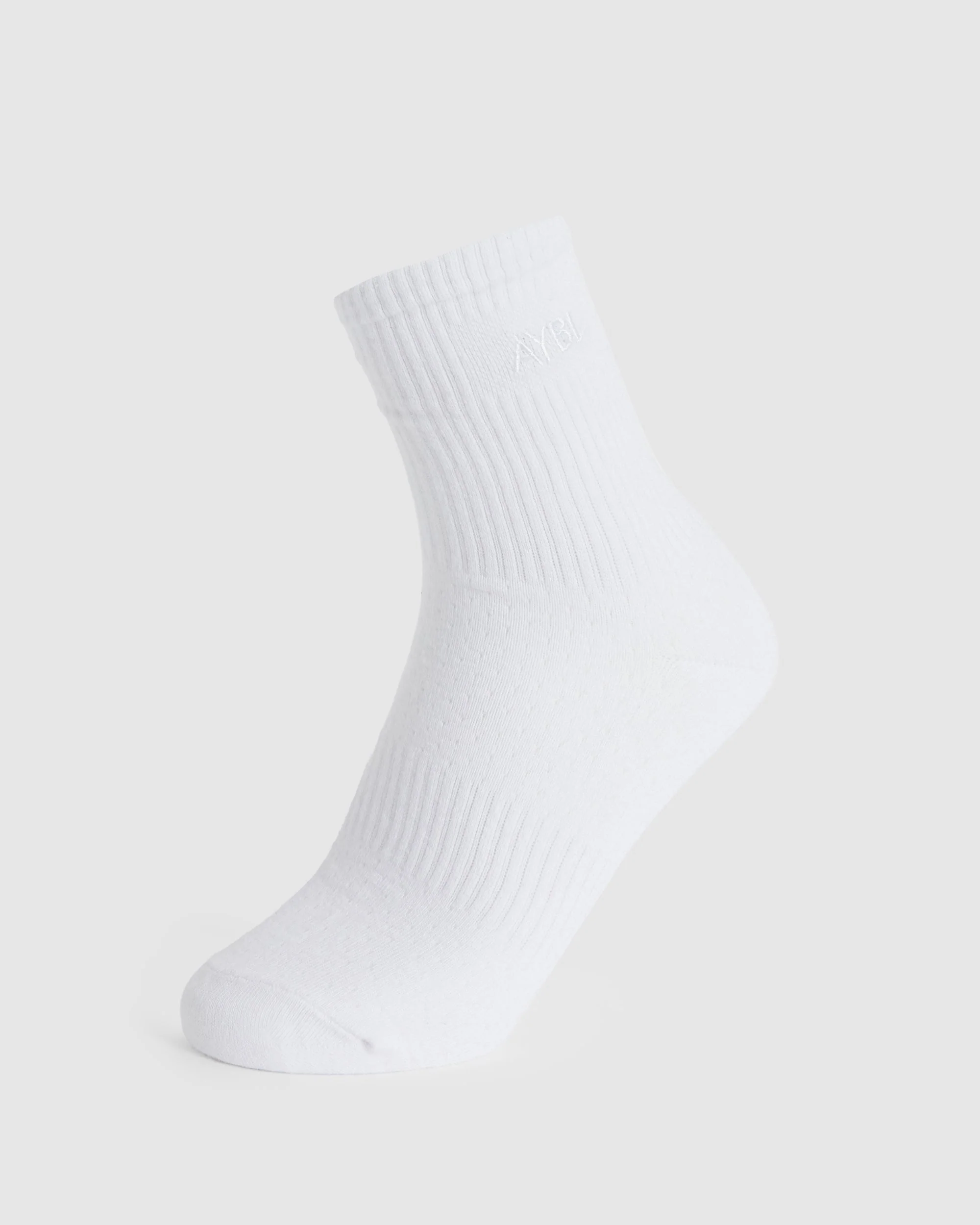 Tonal Embroidered Crew Socks - Blanc - Image 3