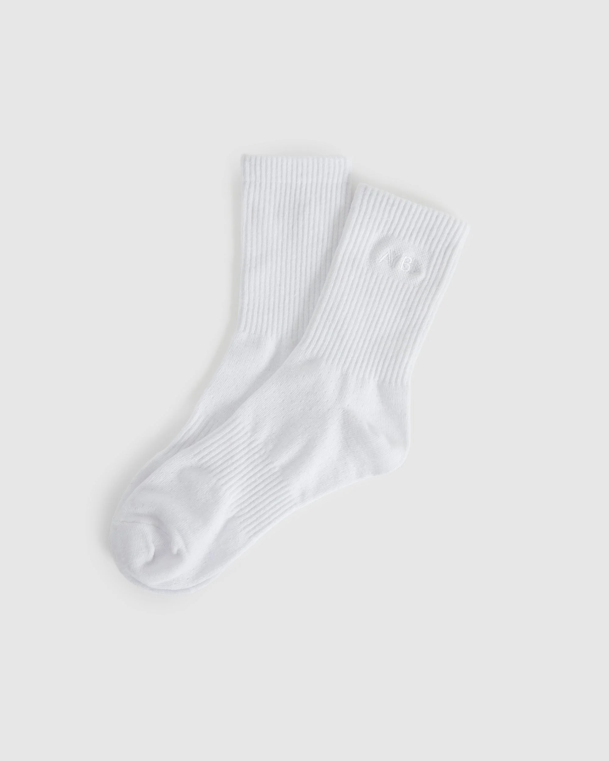 Tonal Embroidered Crew Socks - Blanc - Image 4