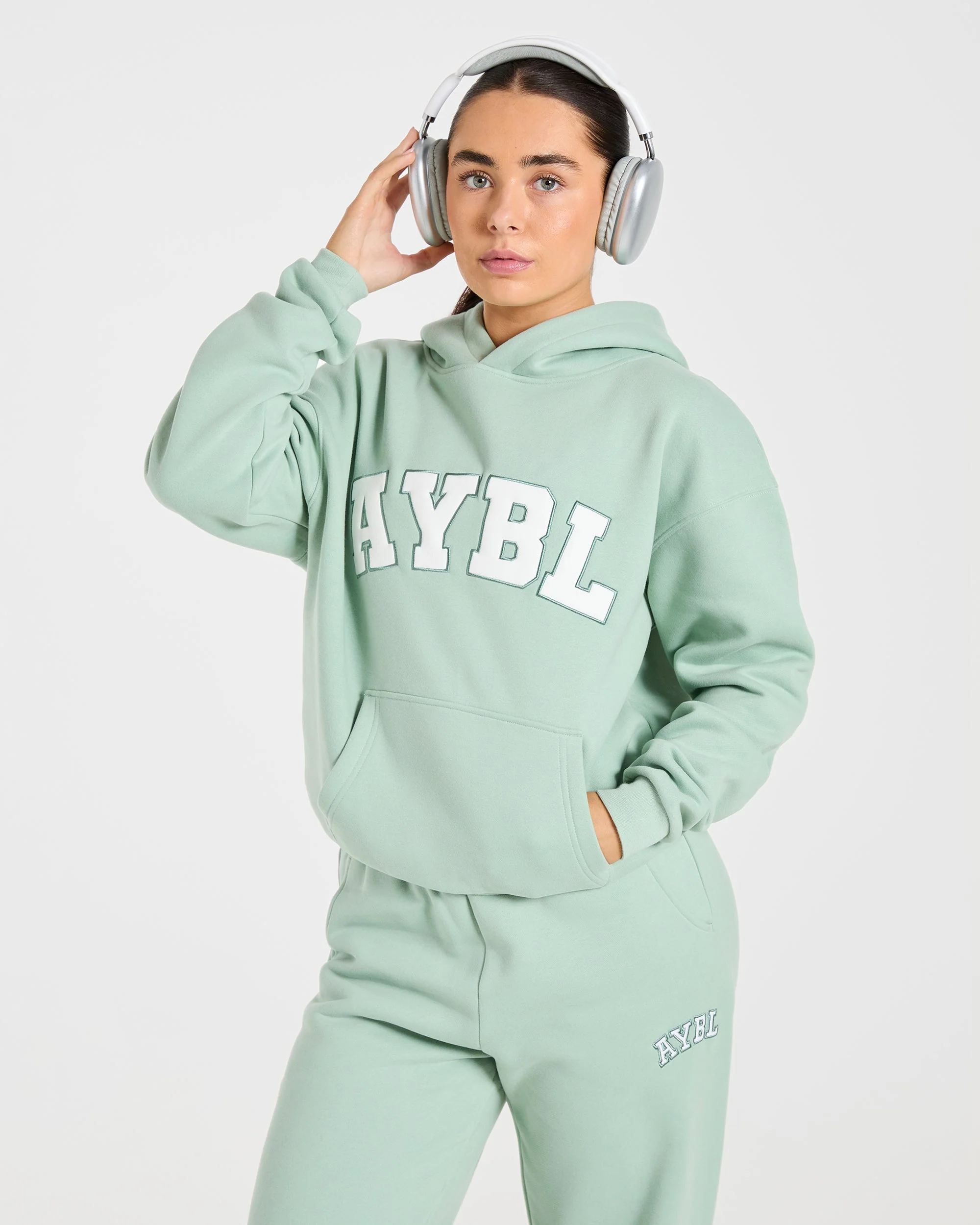 Varsity 2.0 Oversized Hoodie - Sage Vert - Image 8