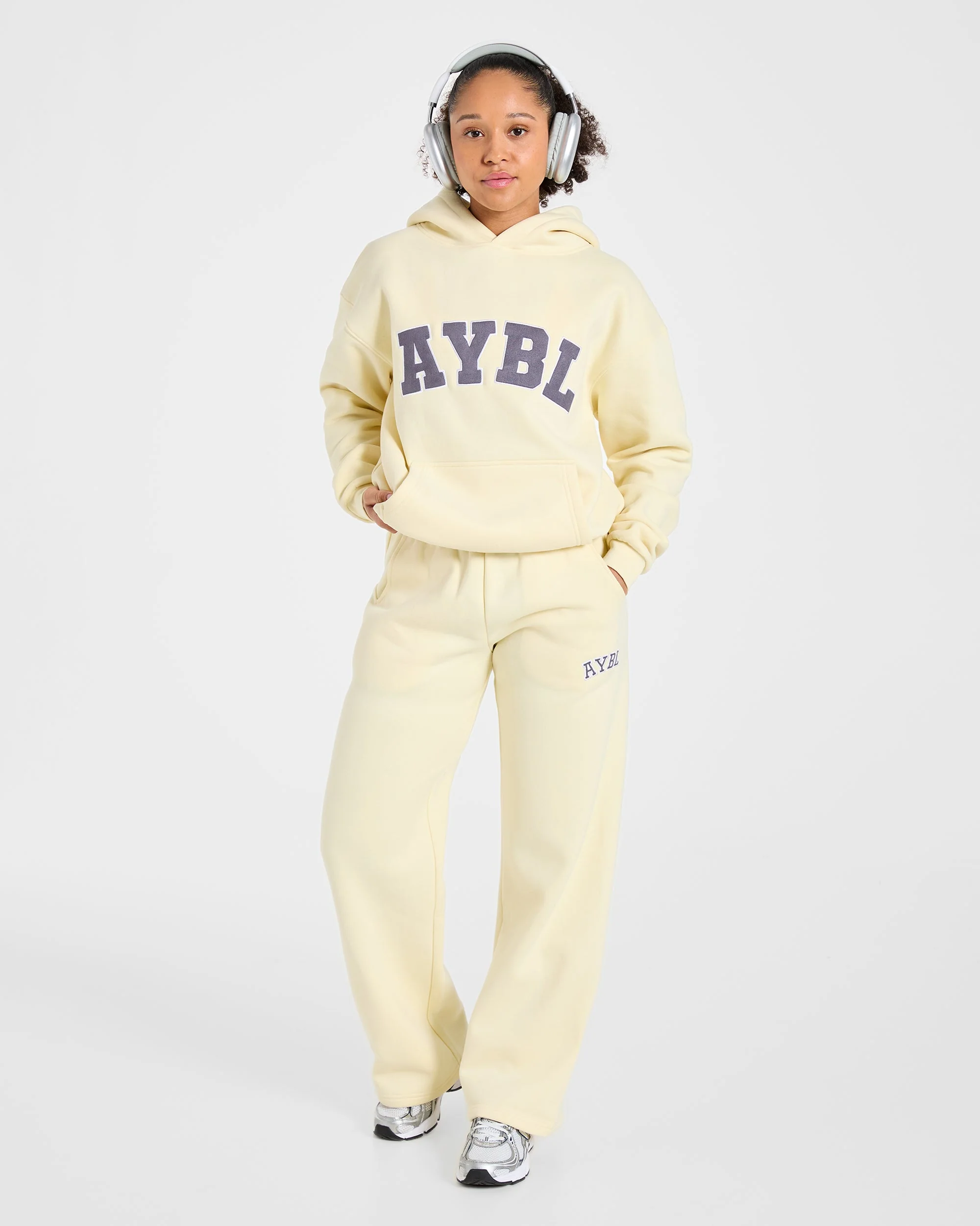 Varsity 2.0 Oversized Straight Leg Joggers - Butter Yellow - Image 8