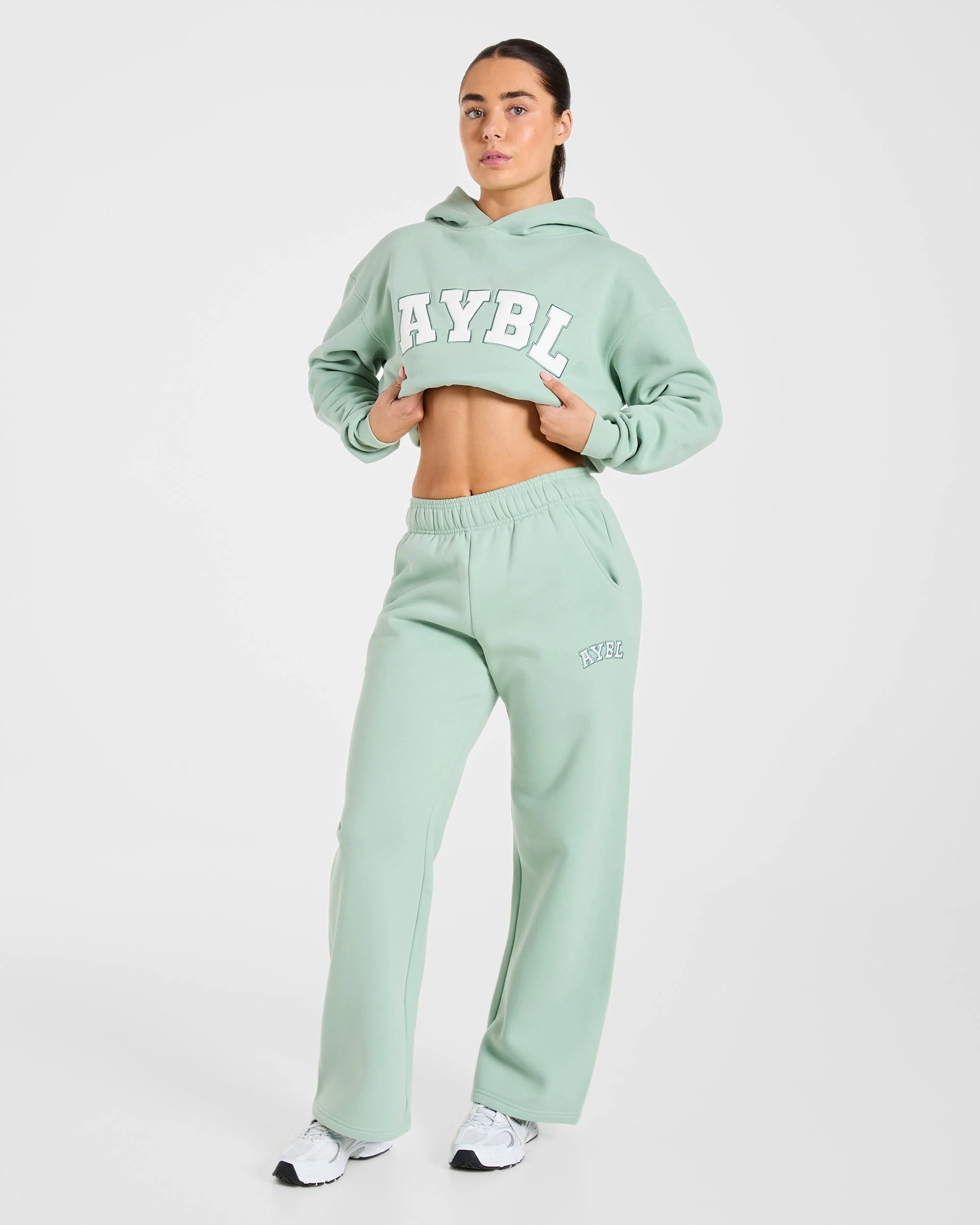 Varsity 2.0 Oversized Straight Leg Joggers - Sage Green - Image 7