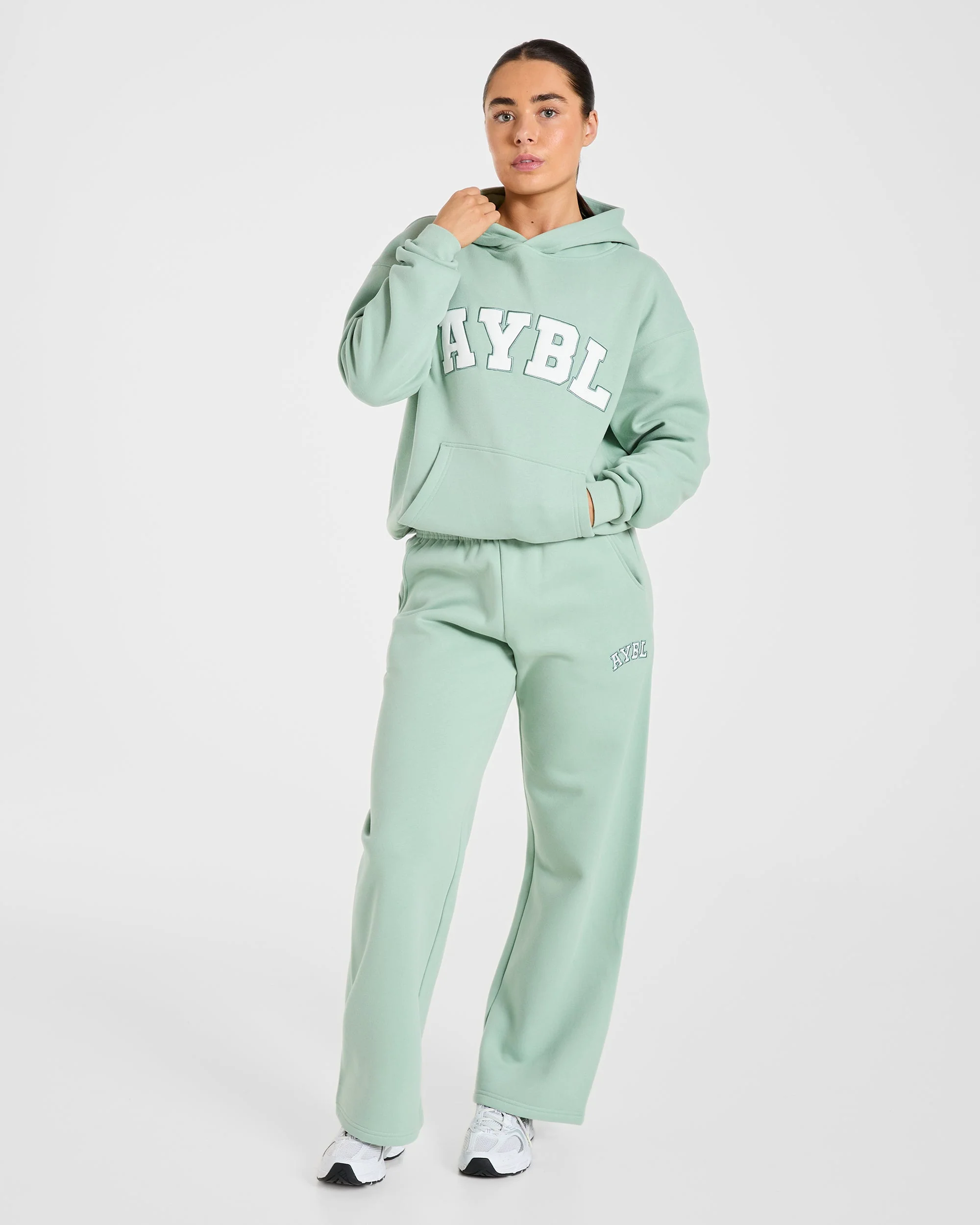 Varsity 2.0 Oversized Straight Leg Joggers - Sage Green - Image 8