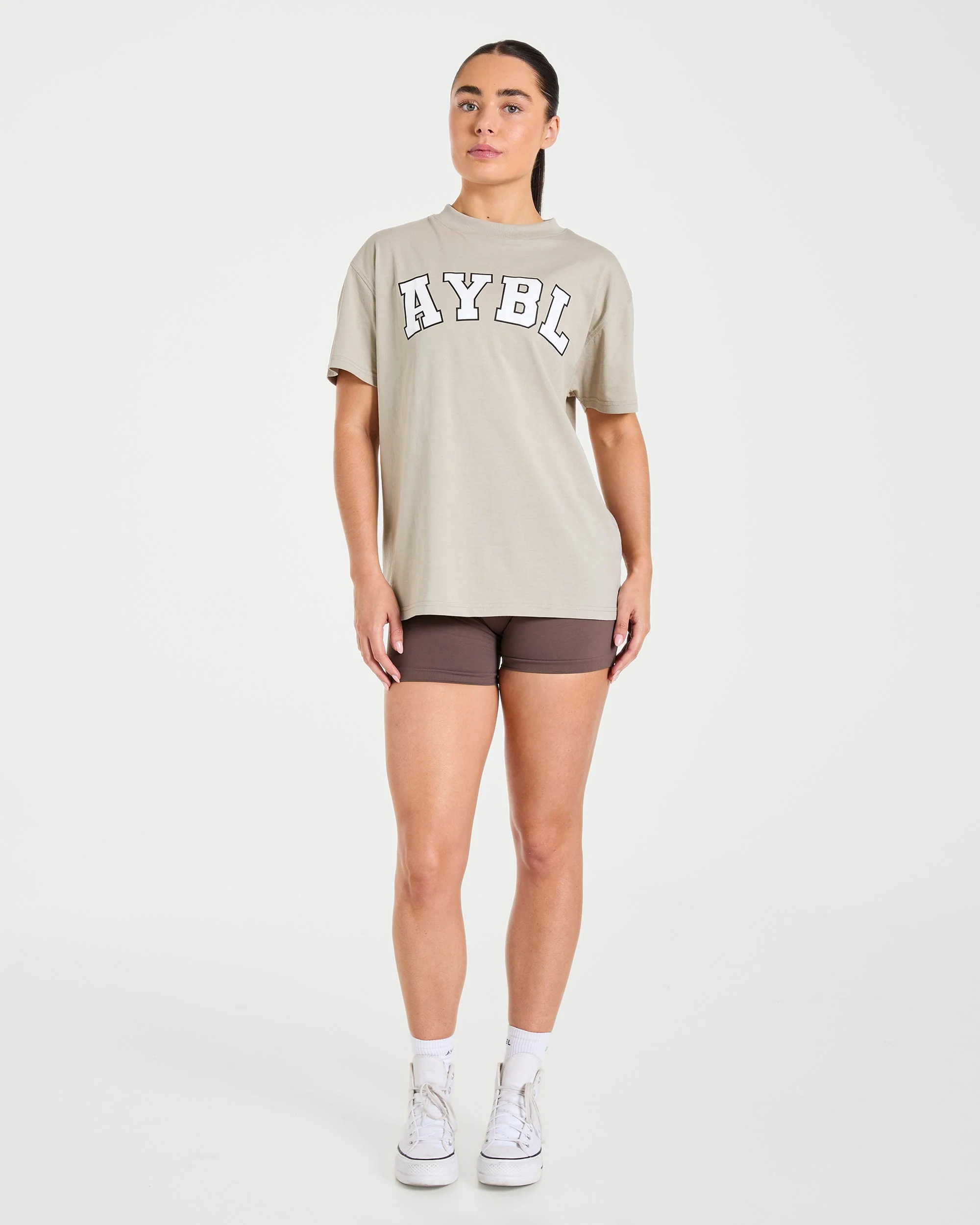 Varsity 2.0 Oversized T Shirt - Taupe - Image 3