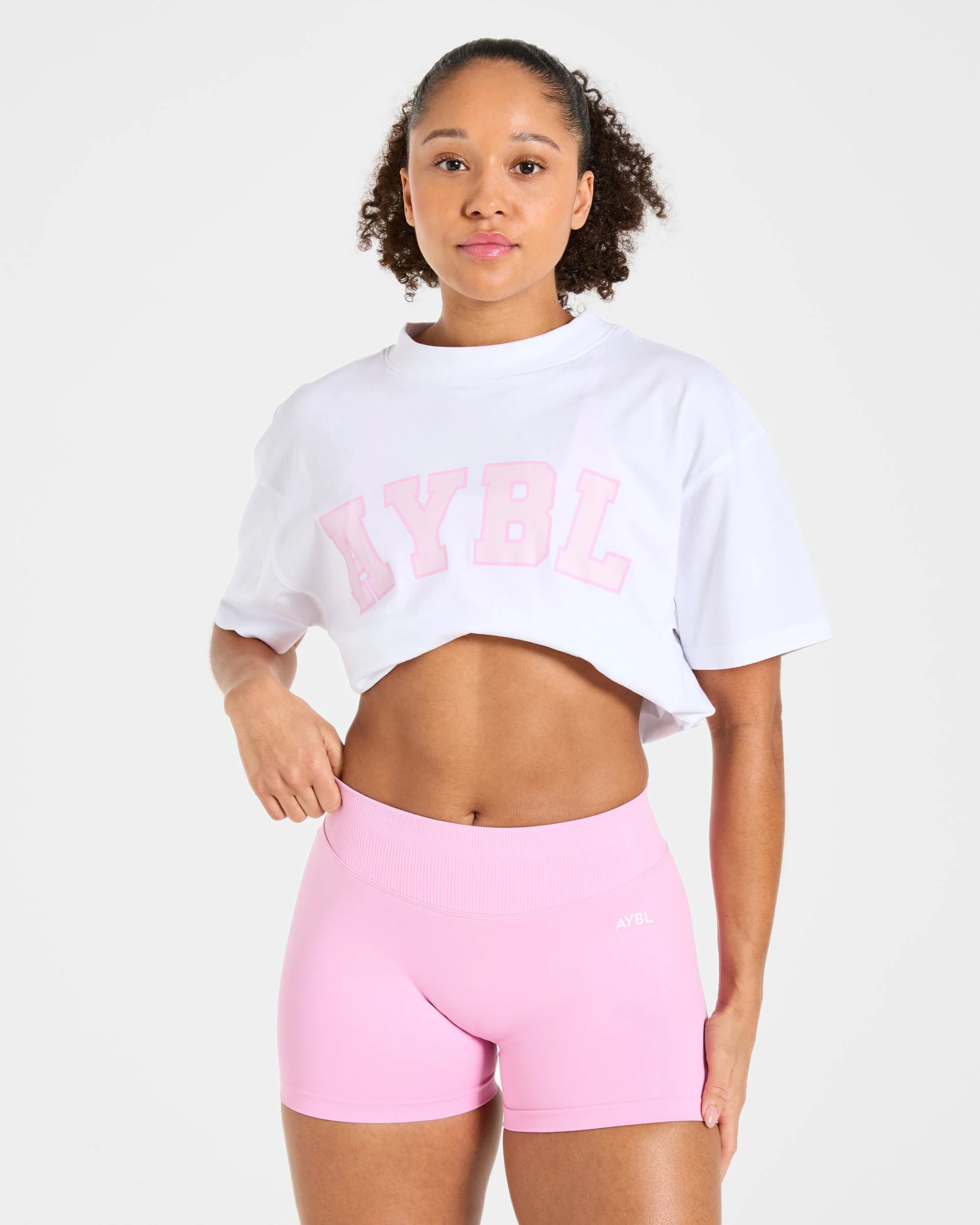 Varsity 2.0 Oversized T Shirt - Blanc/Rose - Image 7