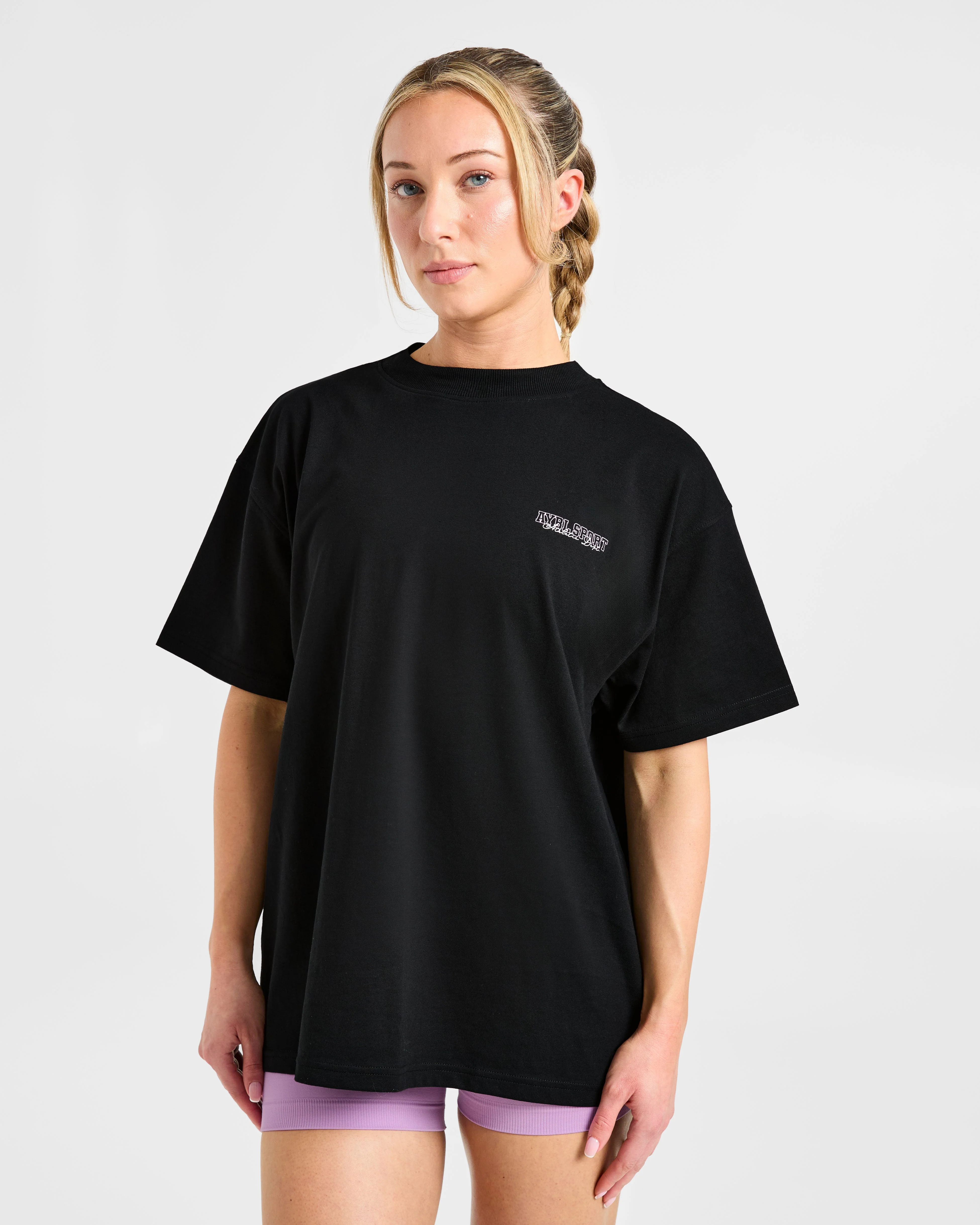 Varsity Dept. Oversized T Shirt - Noir/Lilac - Image 2