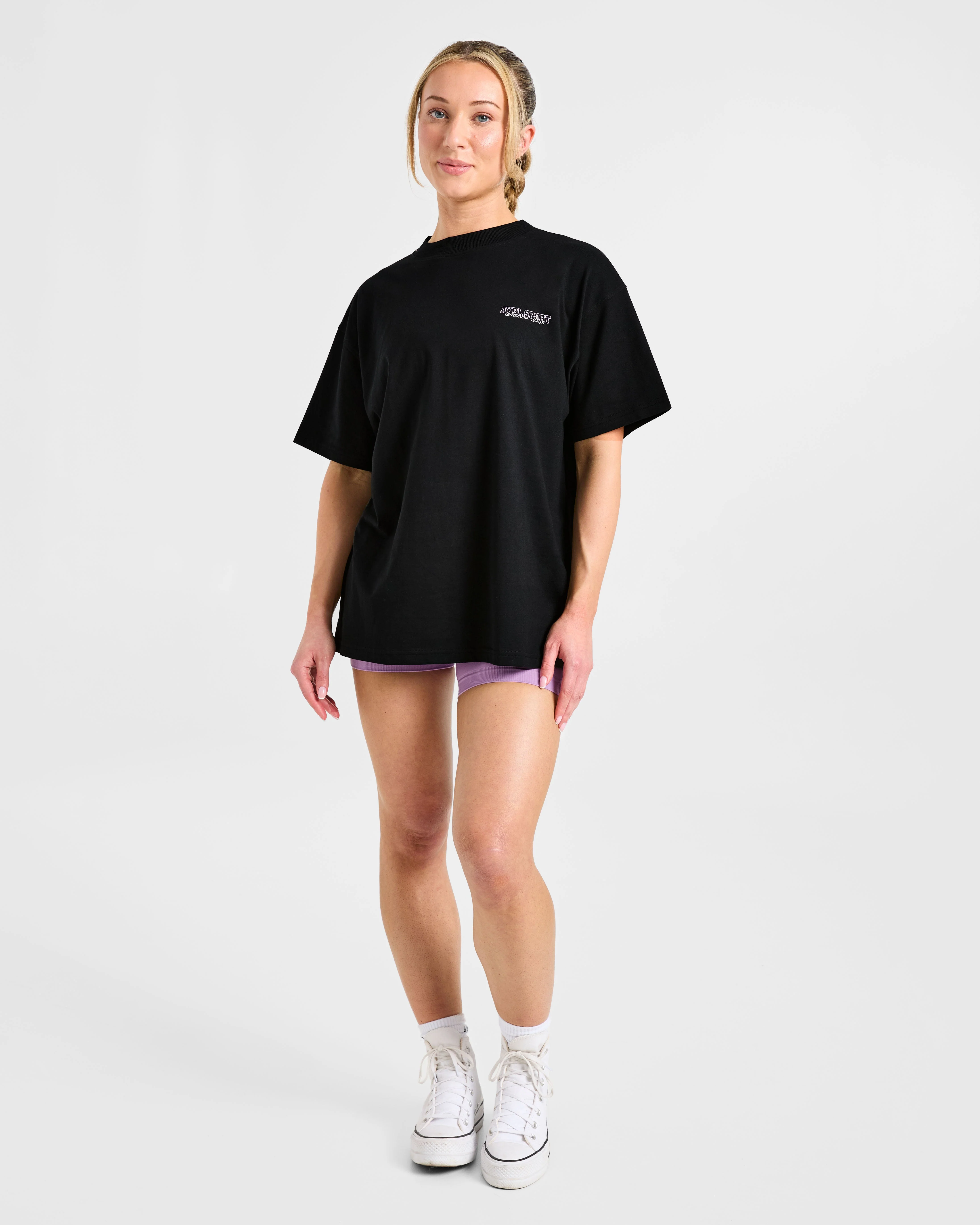Varsity Dept. Oversized T Shirt - Noir/Lilac - Image 3
