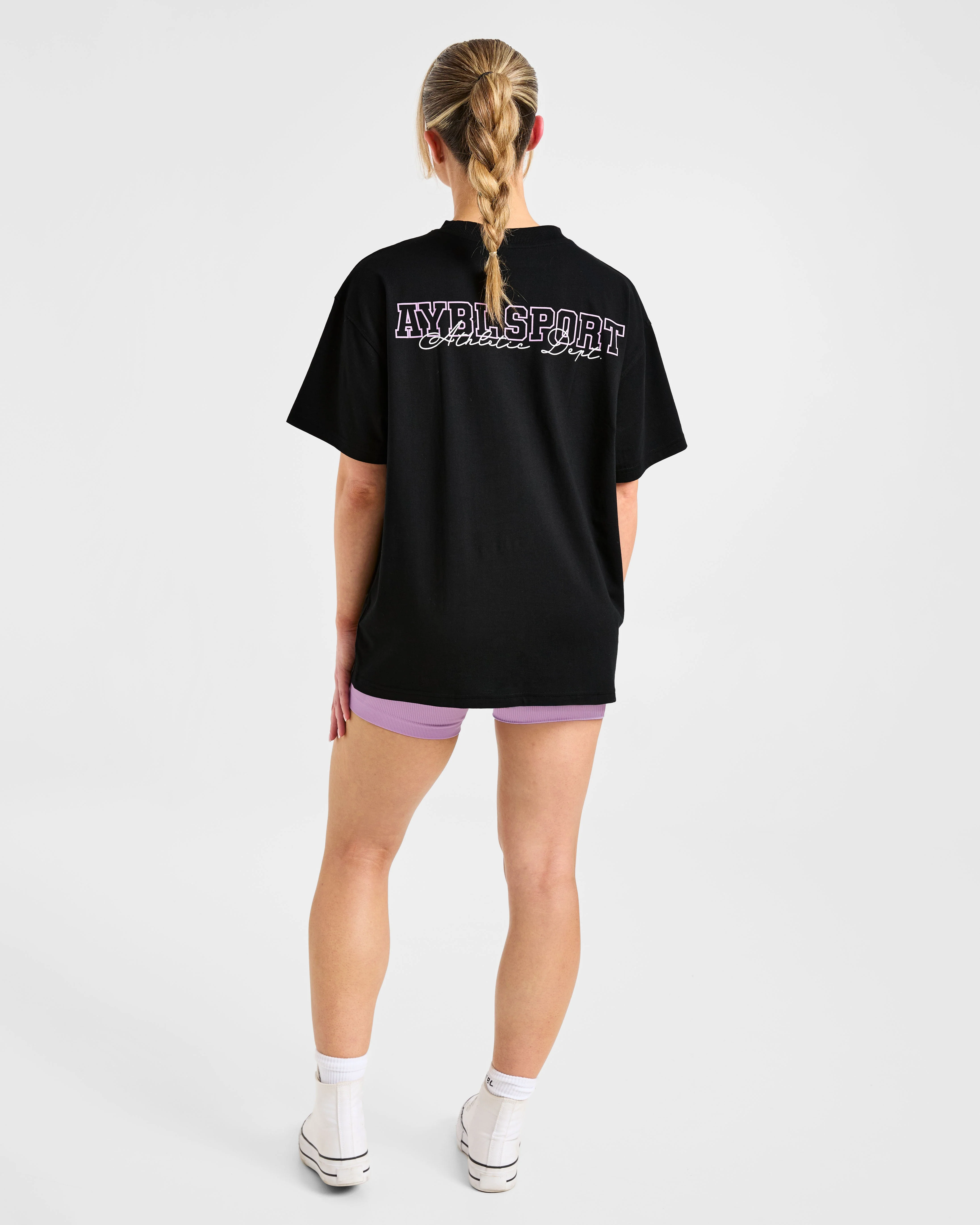 Varsity Dept. Oversized T Shirt - Noir/Lilac - Image 4
