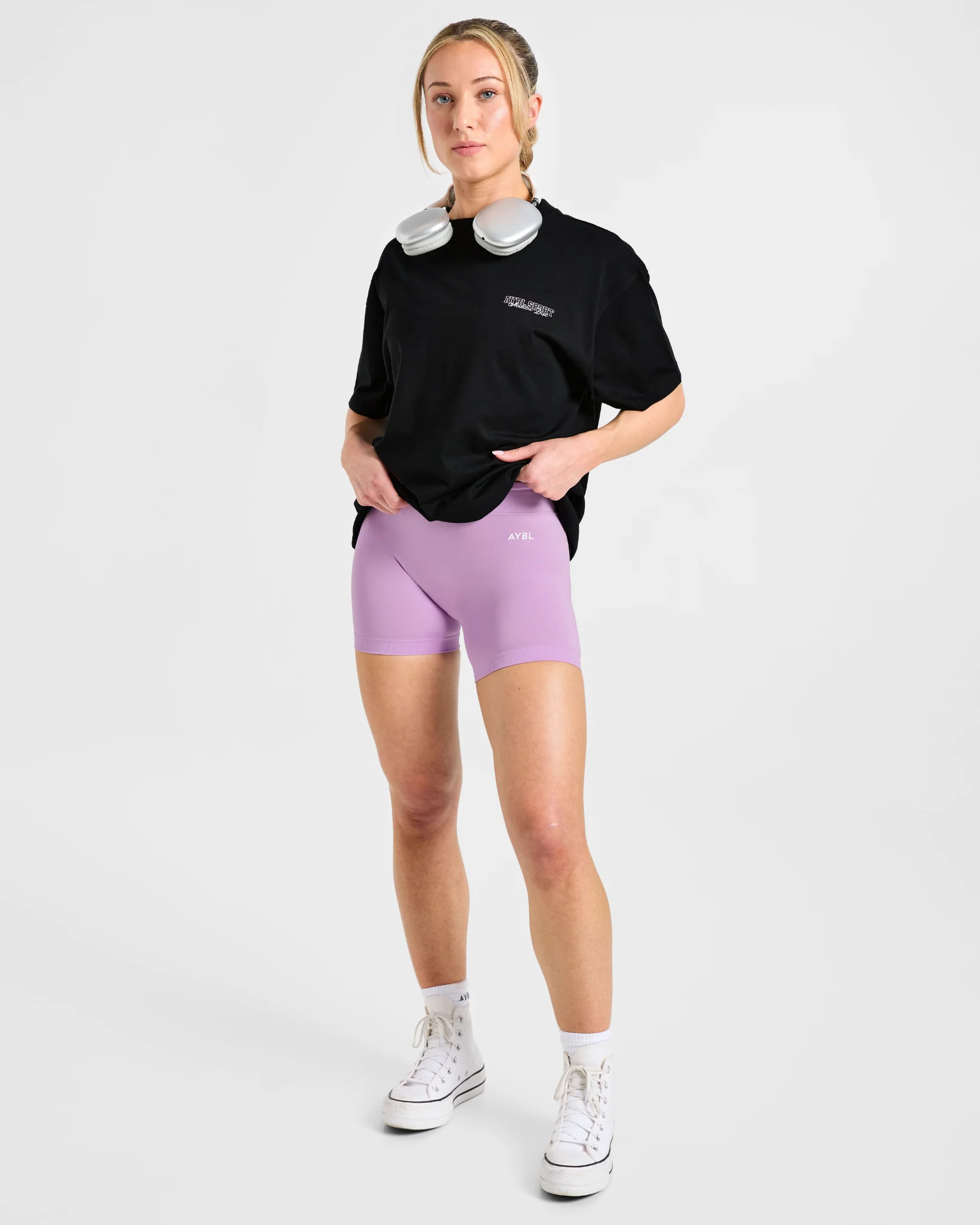 Varsity Dept. Oversized T Shirt - Noir/Lilac - Image 8