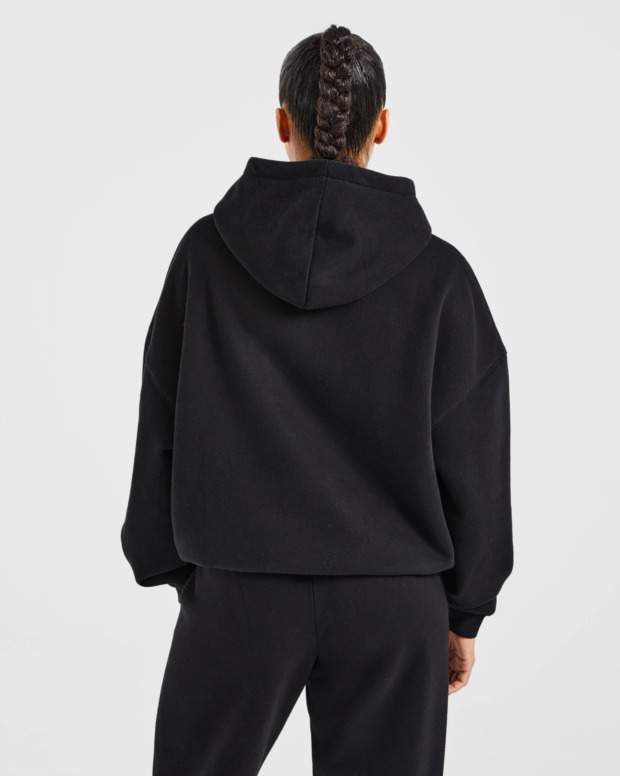 Varsity Embroidered Oversized Hoodie - Black - Image 2