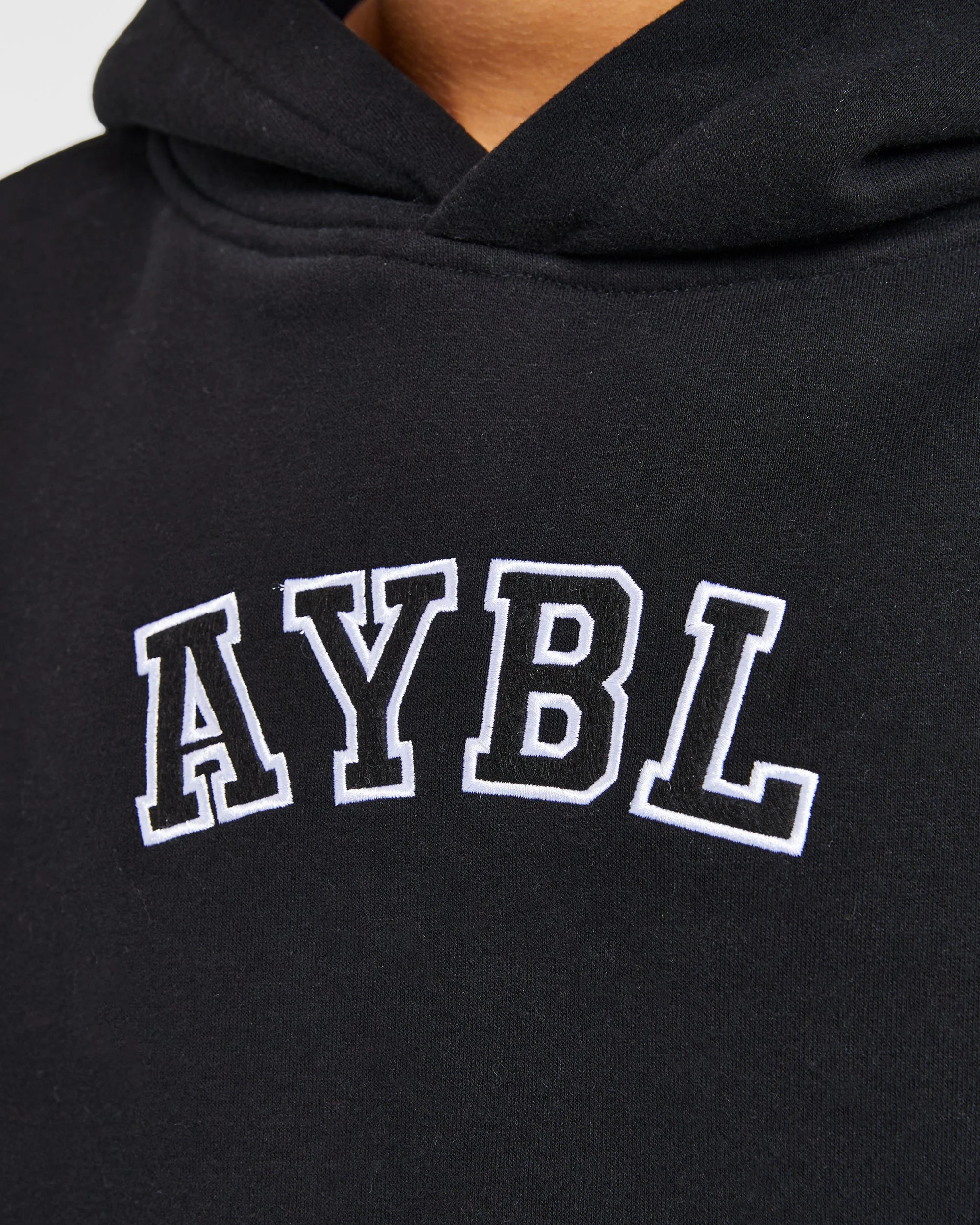 Varsity Embroidered Oversized Hoodie - Black - Image 5