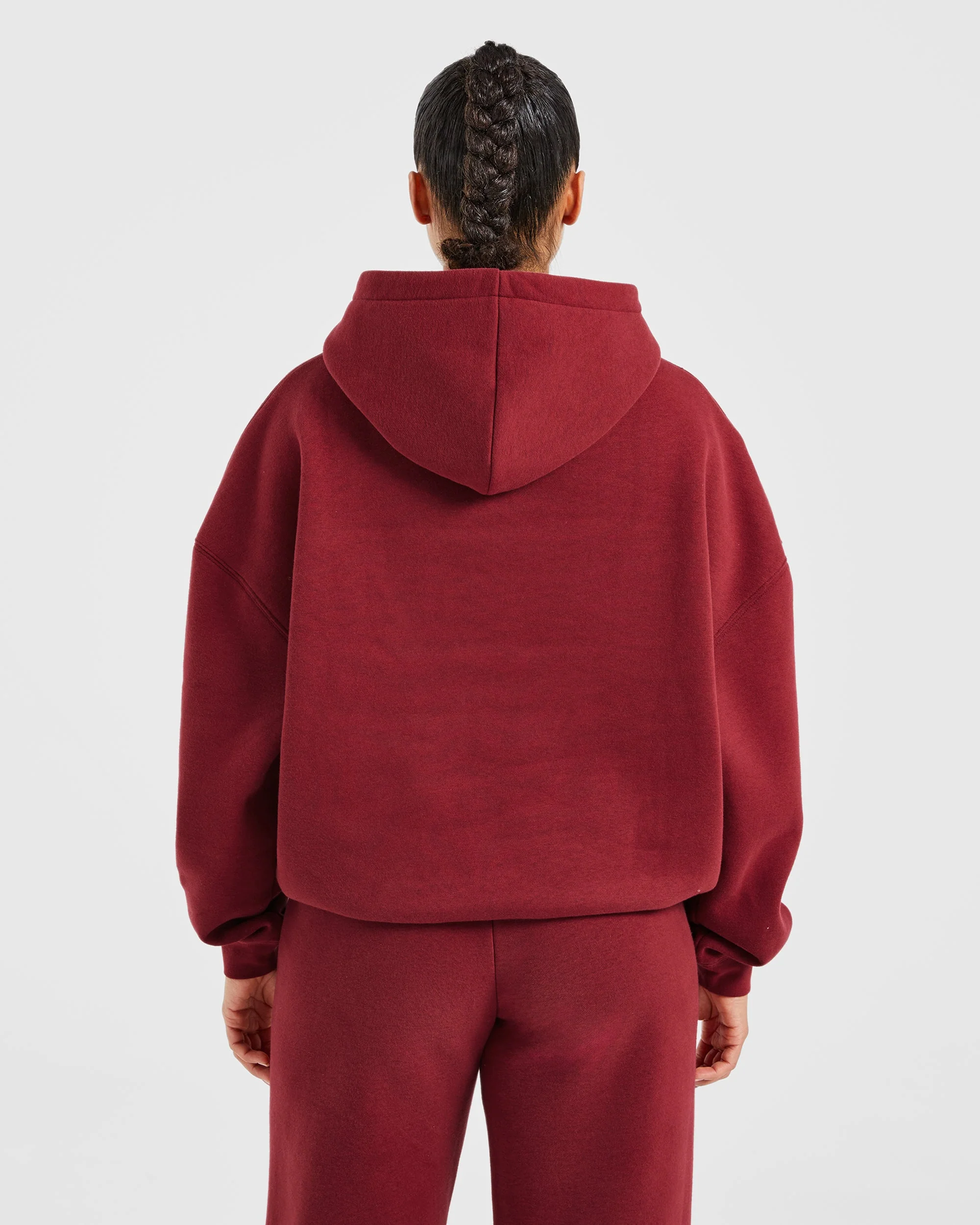 Varsity Embroidered Oversized Hoodie - Burgundy - Image 2