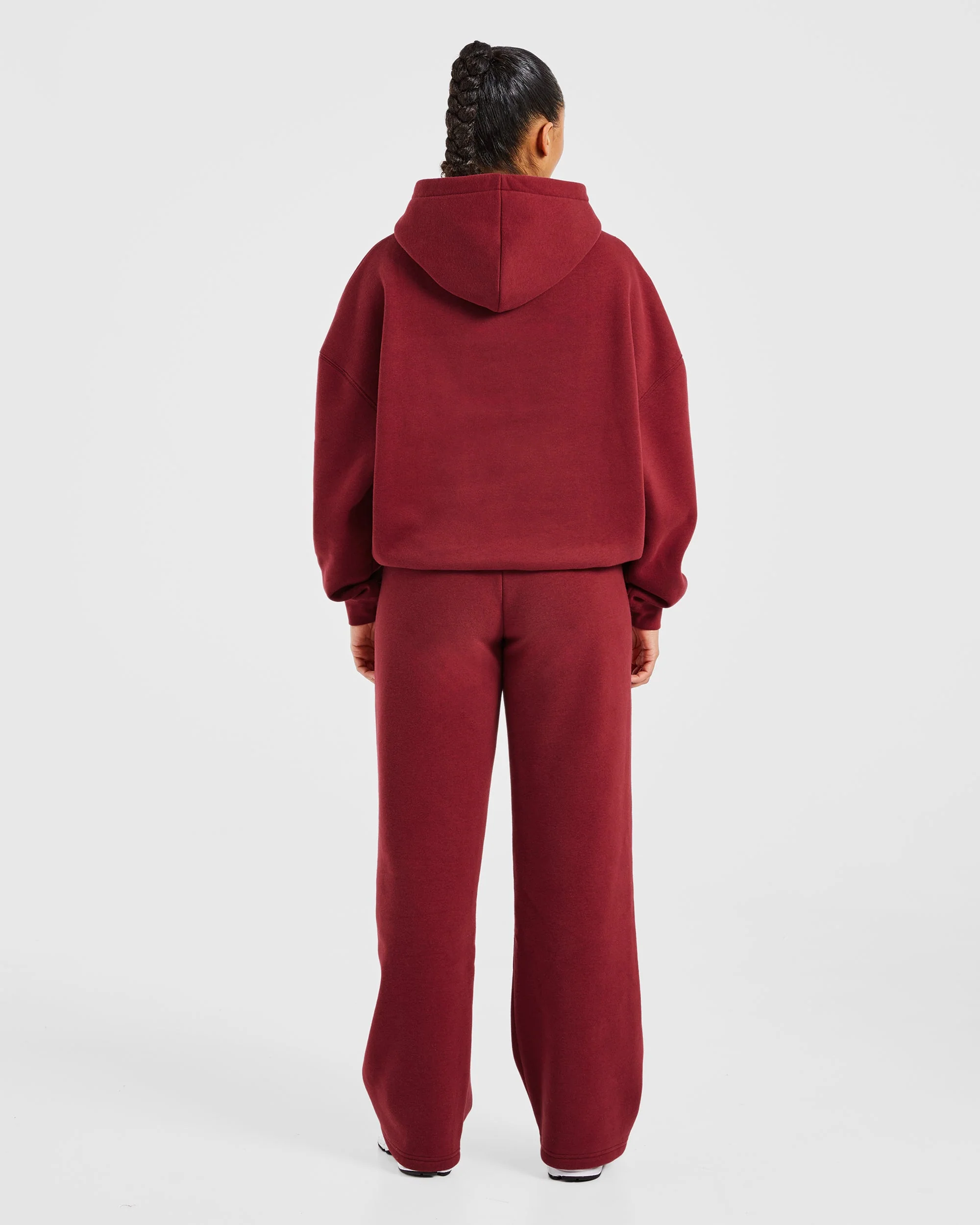 Varsity Embroidered Oversized Hoodie - Burgundy - Image 4