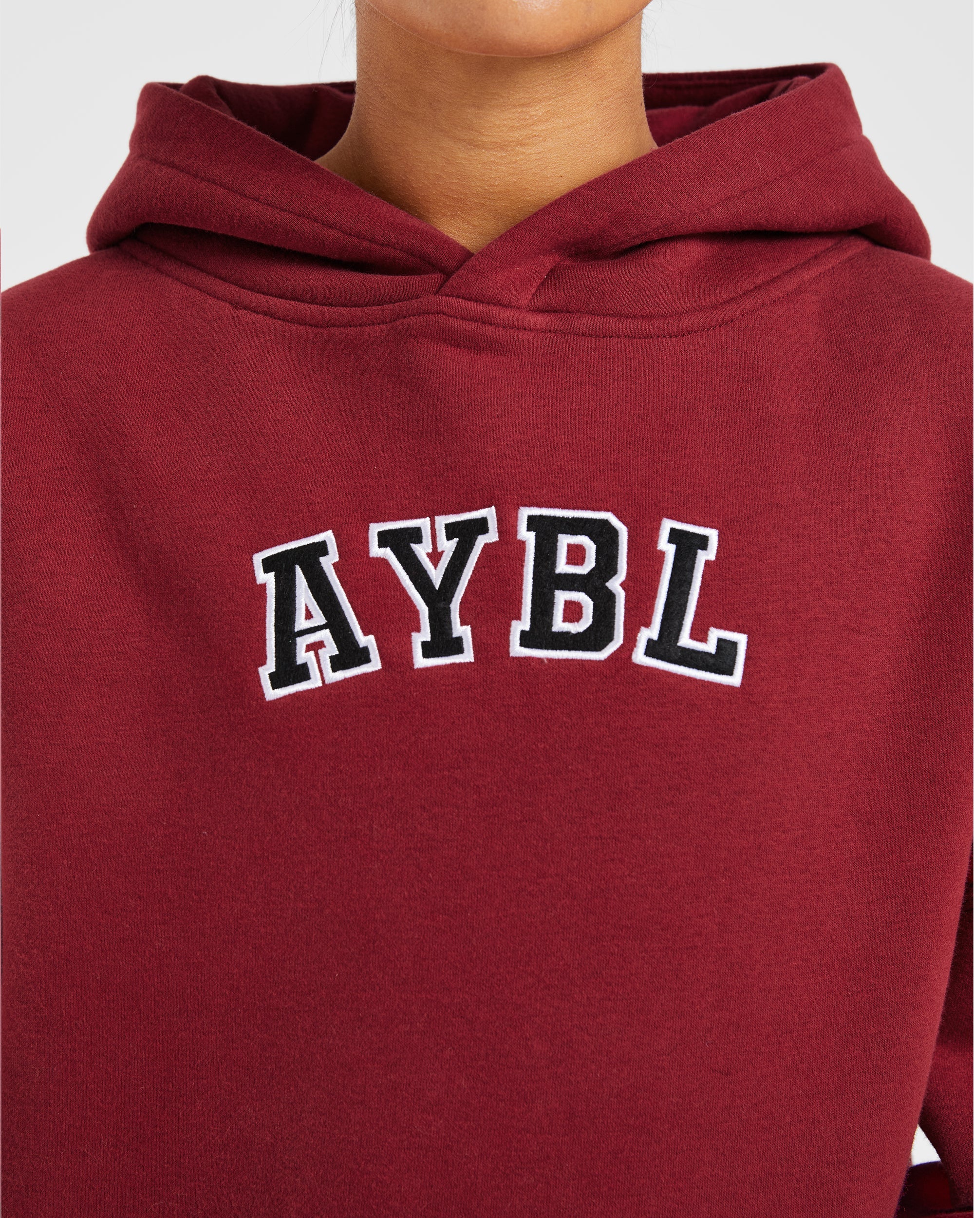 Varsity Embroidered Oversized Hoodie - Burgundy - Image 5