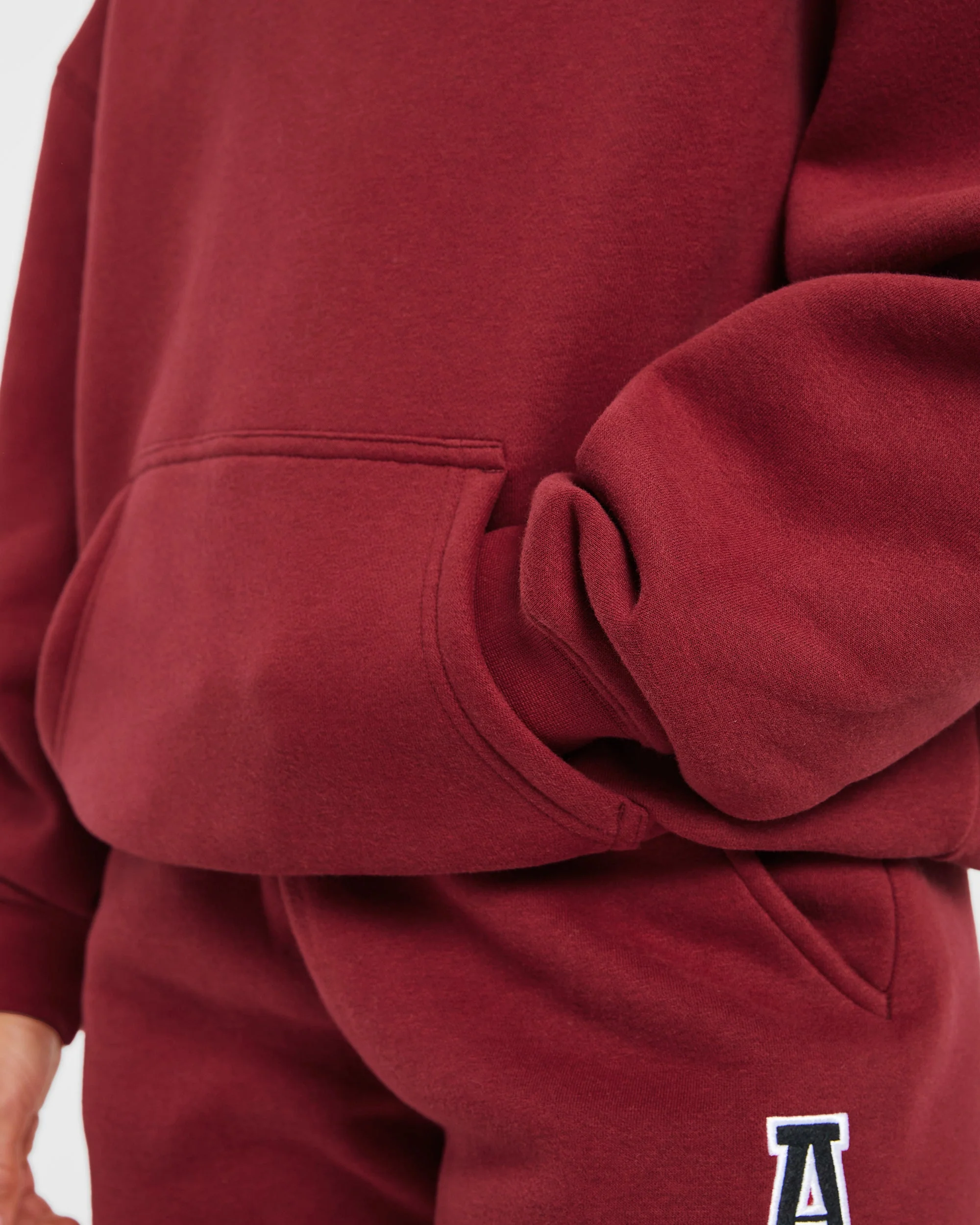 Varsity Embroidered Oversized Hoodie - Burgundy - Image 6