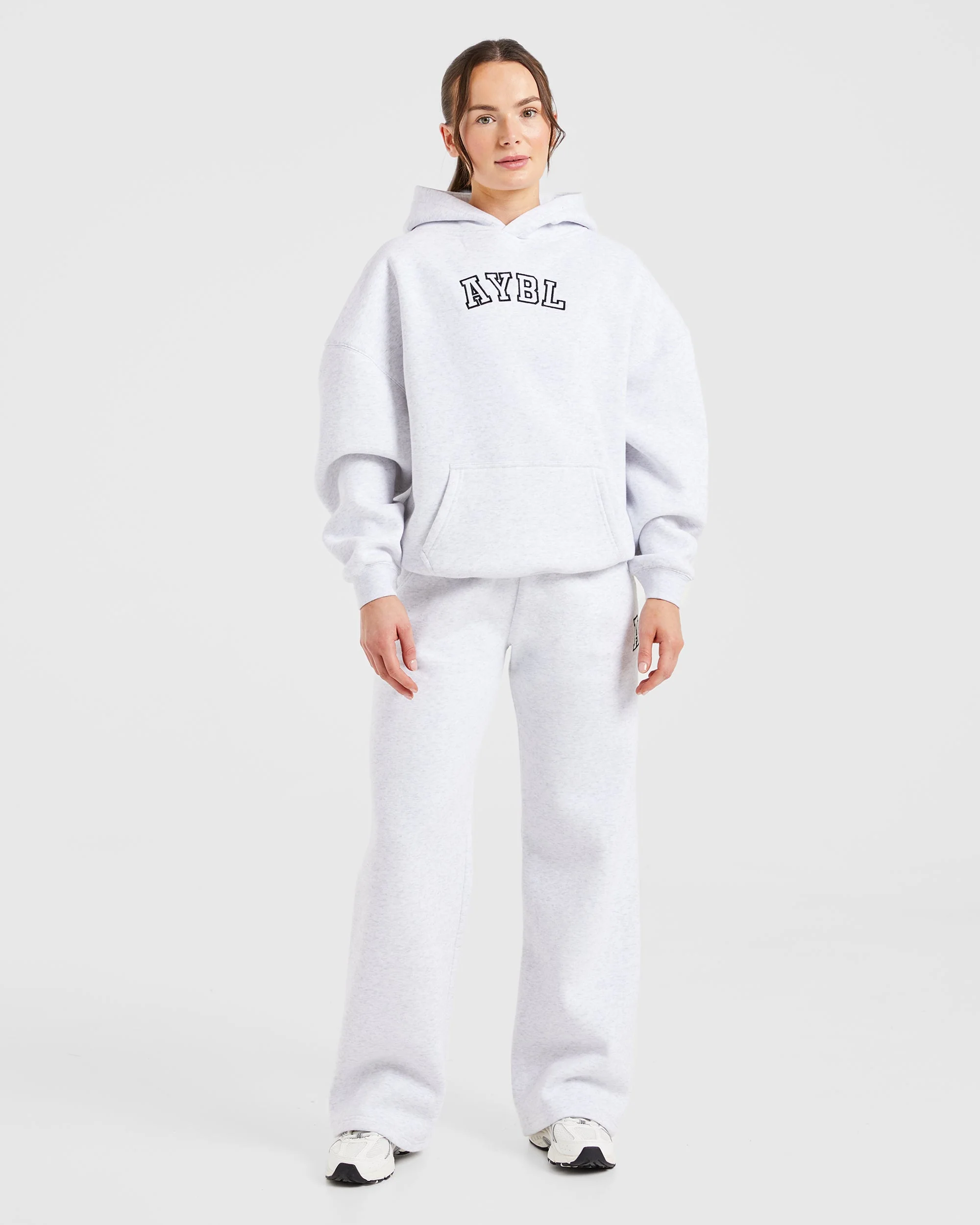 Varsity Embroidered Oversized Hoodie - Heather Grey - Image 3