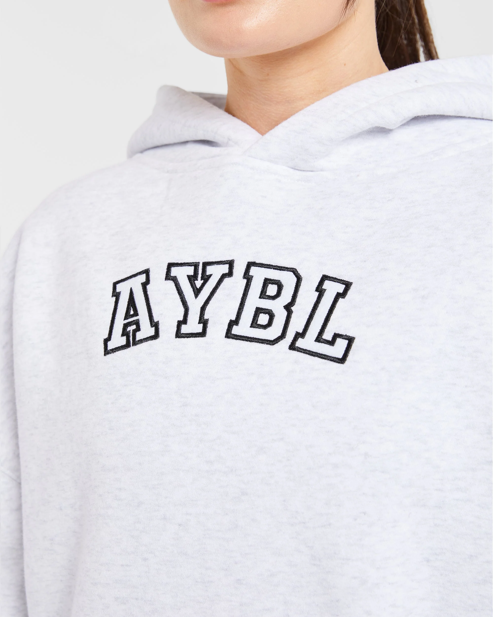 Varsity Embroidered Oversized Hoodie - Heather Grey - Image 5