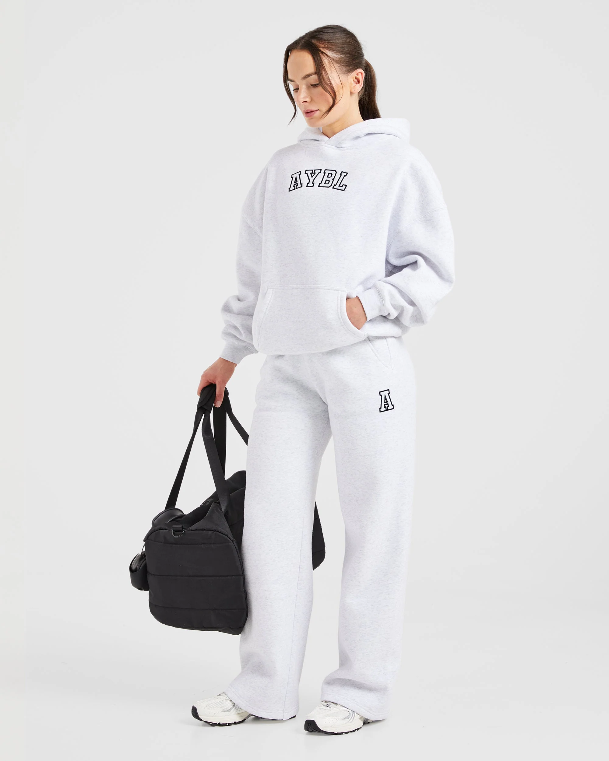 Varsity Embroidered Oversized Hoodie - Heather Grey - Image 8