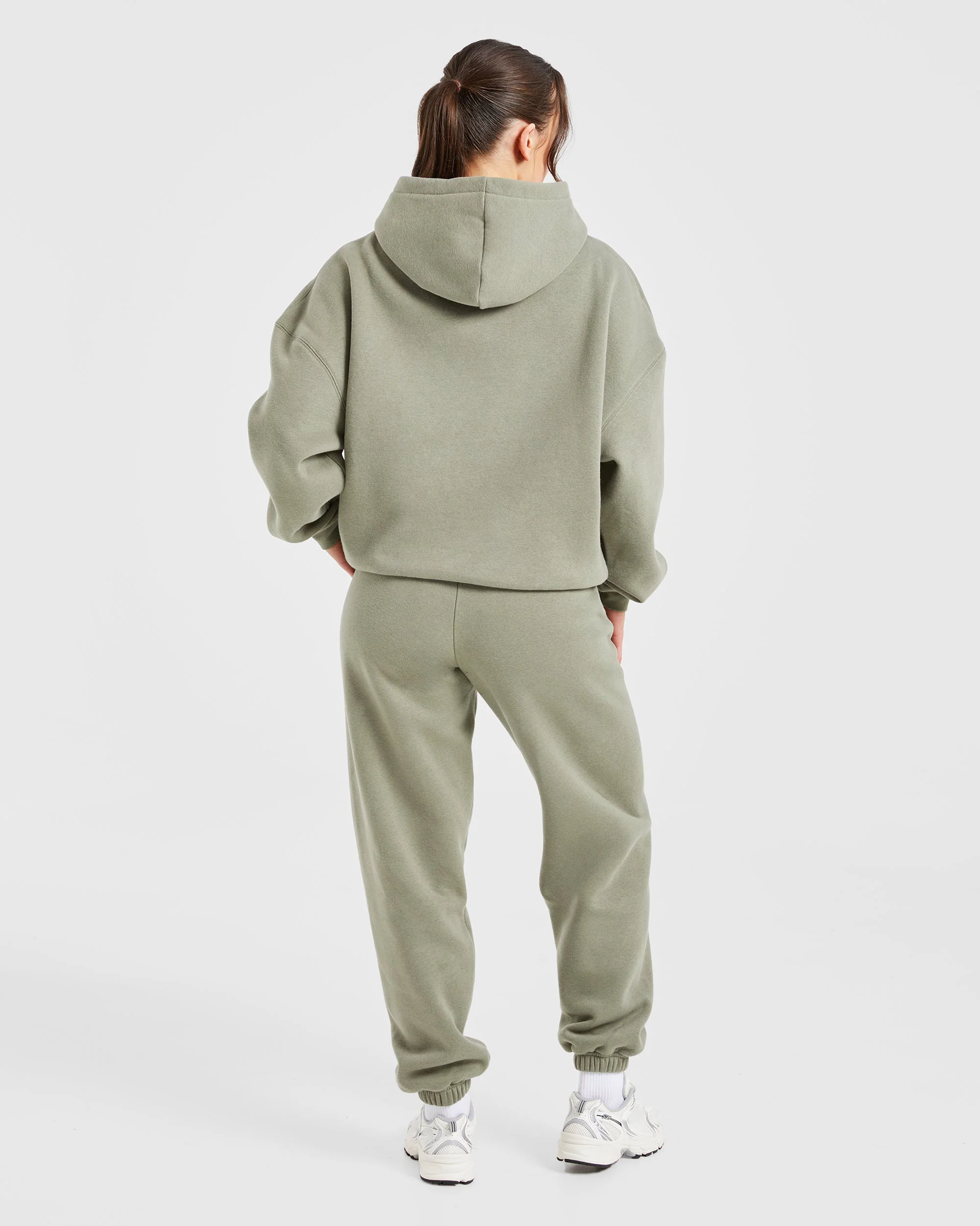 Varsity Embroidered Oversized Hoodie - Muted Olive - Image 4