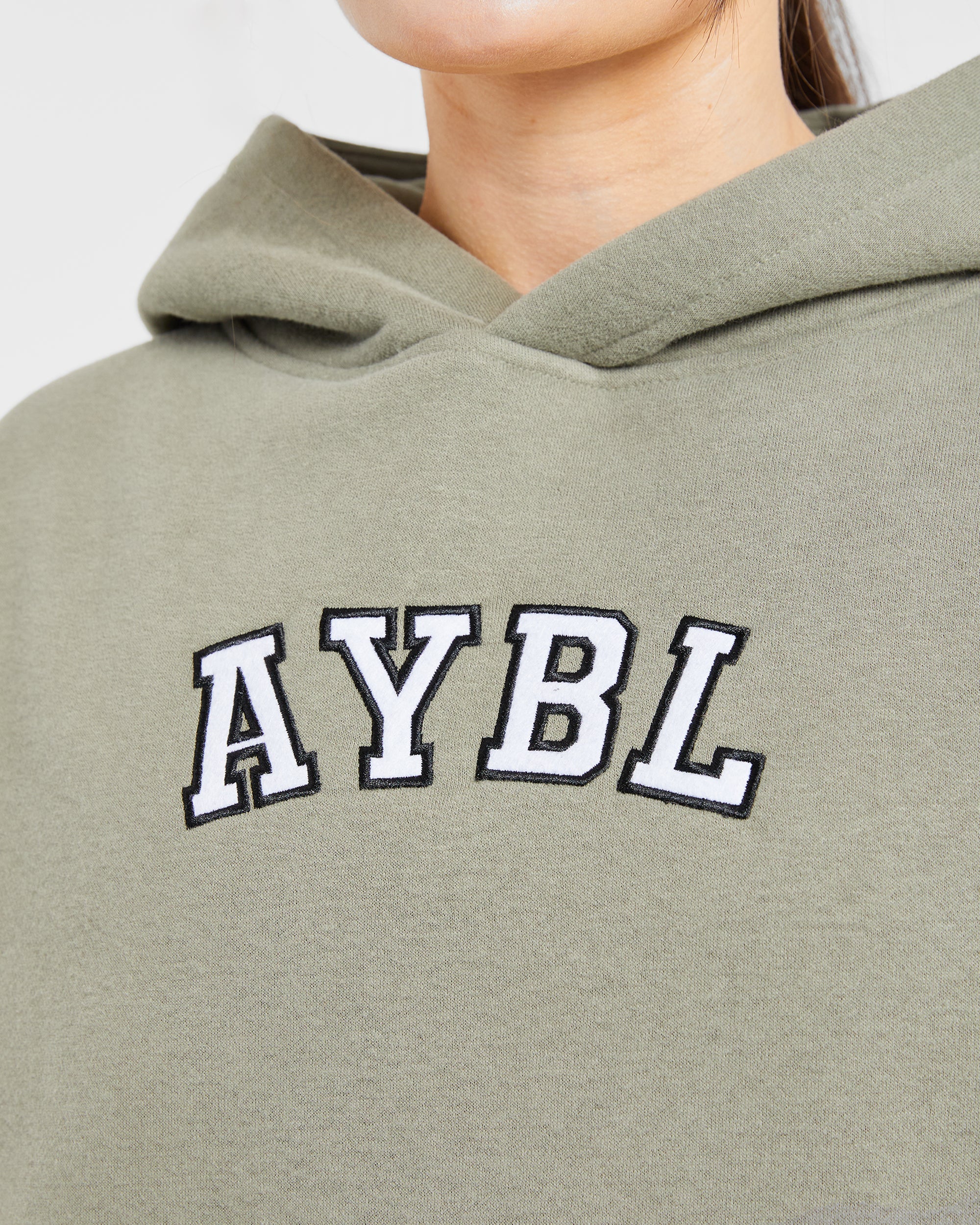 Varsity Embroidered Oversized Hoodie - Muted Olive - Image 5
