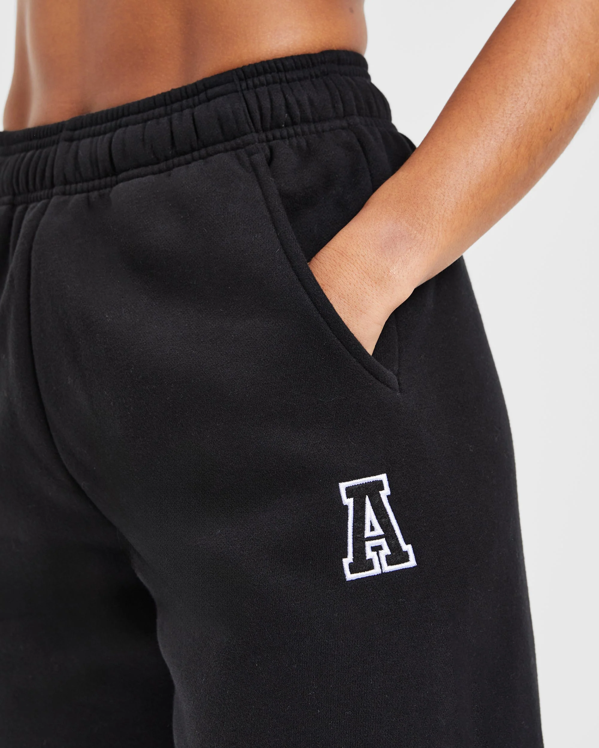 Varsity Embroidered Oversized Joggers - Black - Image 5
