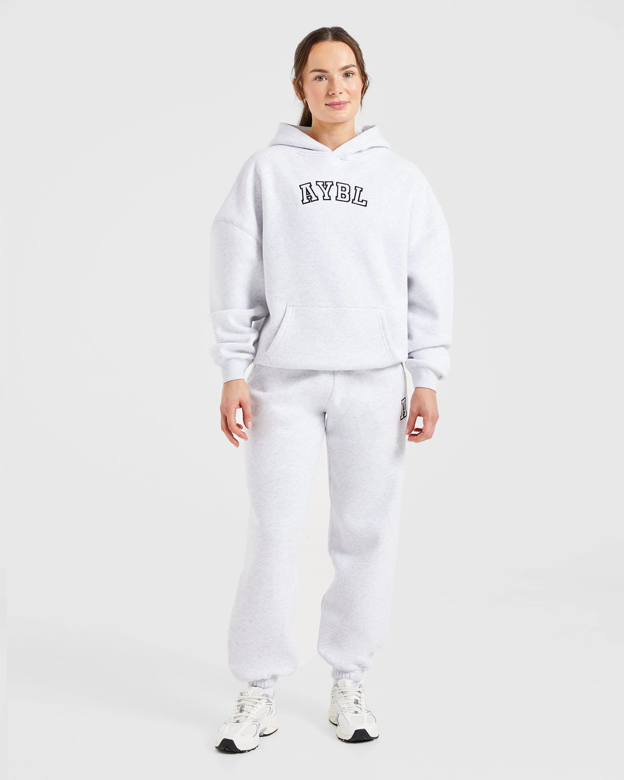 Varsity Embroidered Oversized Joggers - Heather Grey - Image 3