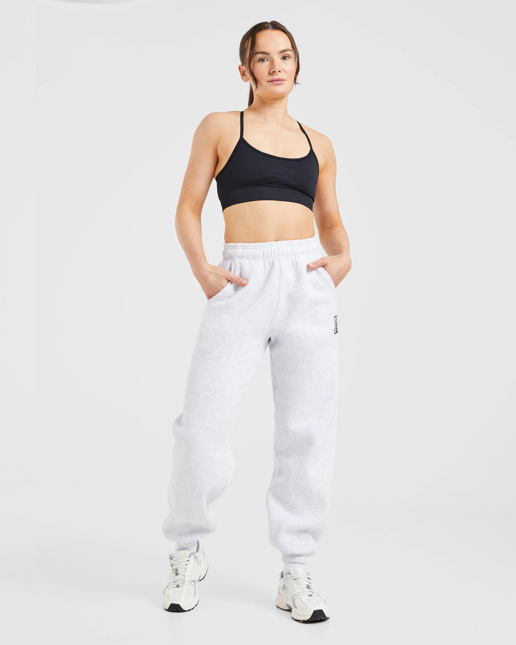 Varsity Embroidered Oversized Joggers - Heather Grey - Image 7