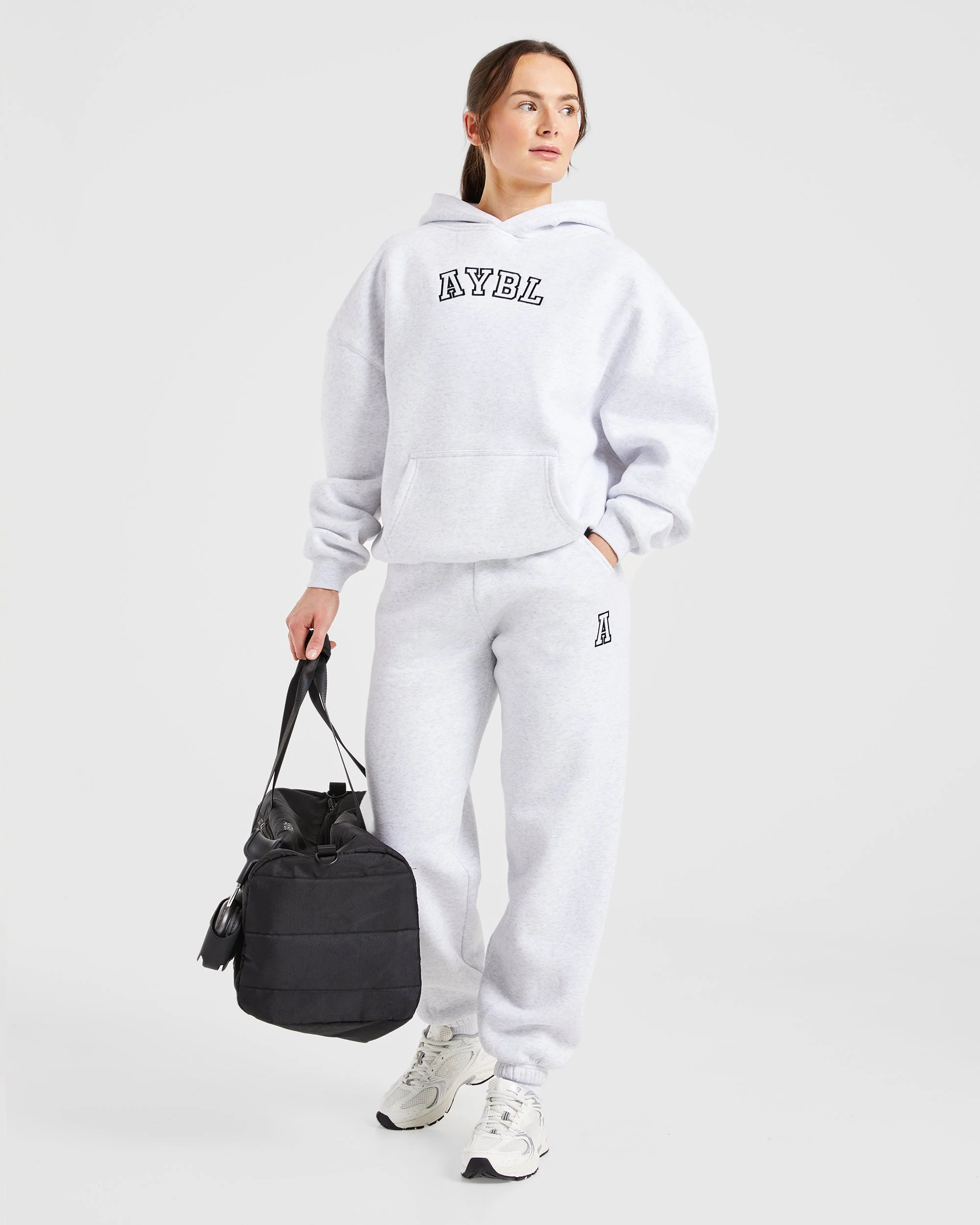Varsity Embroidered Oversized Joggers - Heather Grey - Image 8