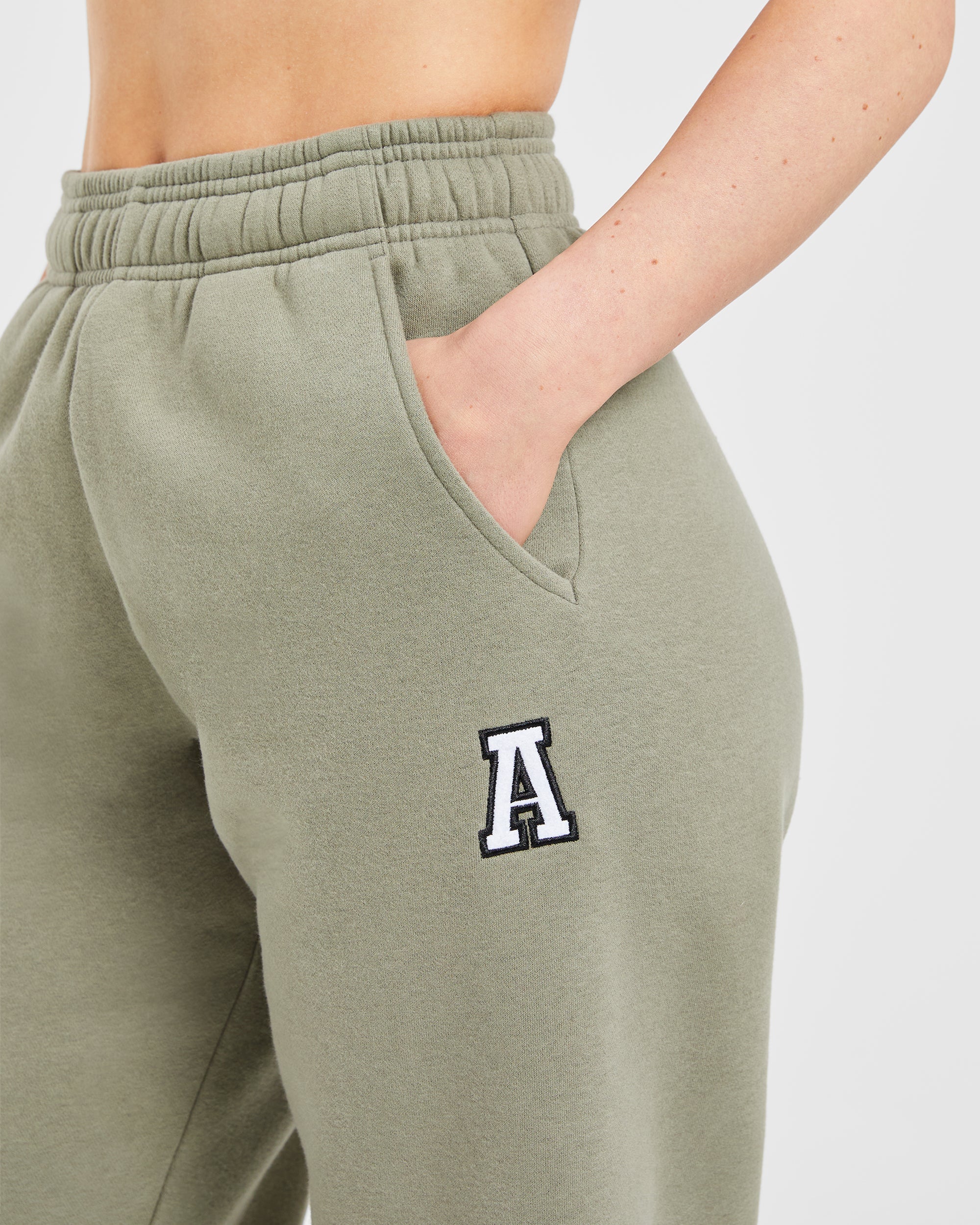 Varsity Embroidered Oversized Joggers - Muted Olive - Image 5
