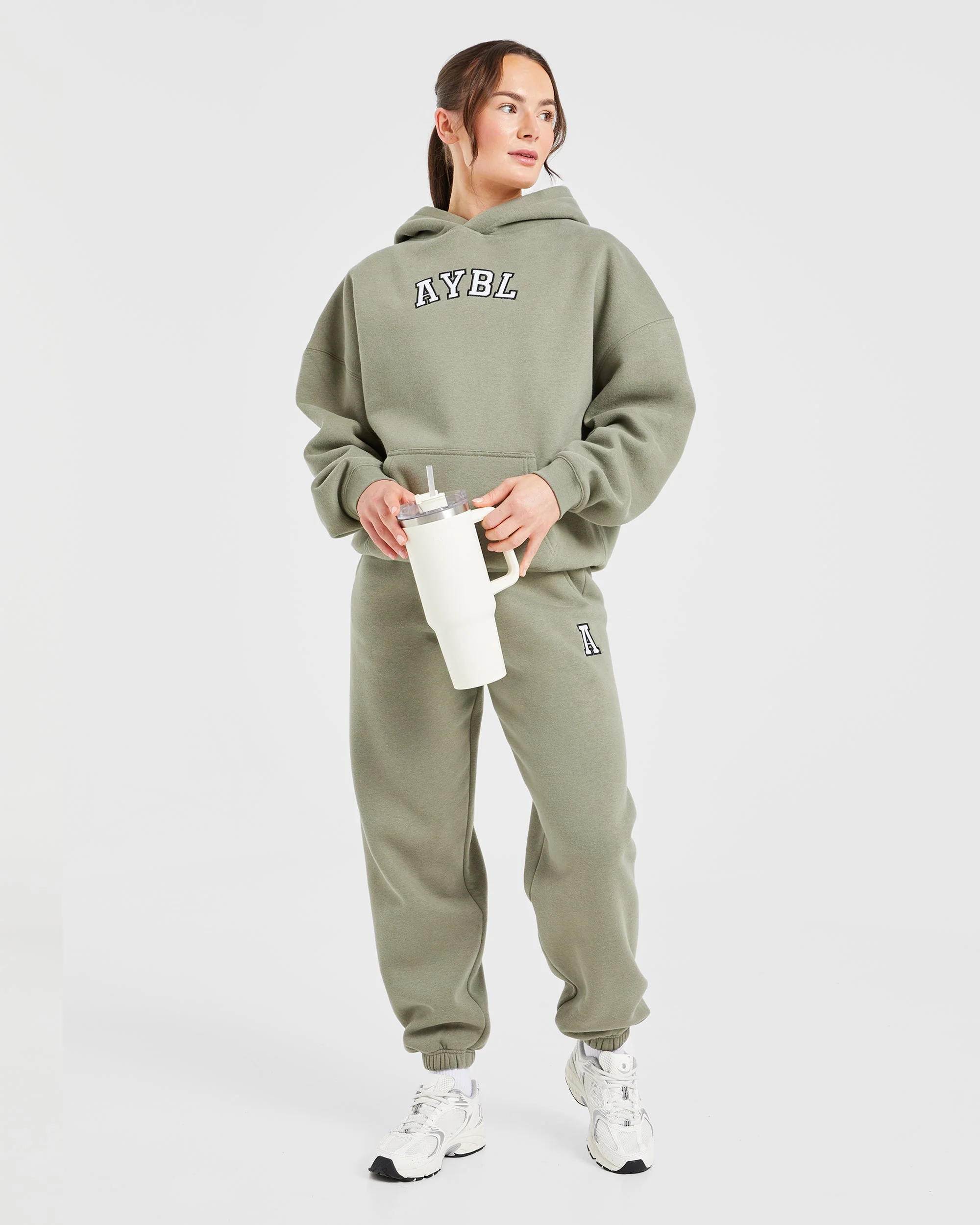 Varsity Embroidered Oversized Joggers - Muted Olive - Image 8