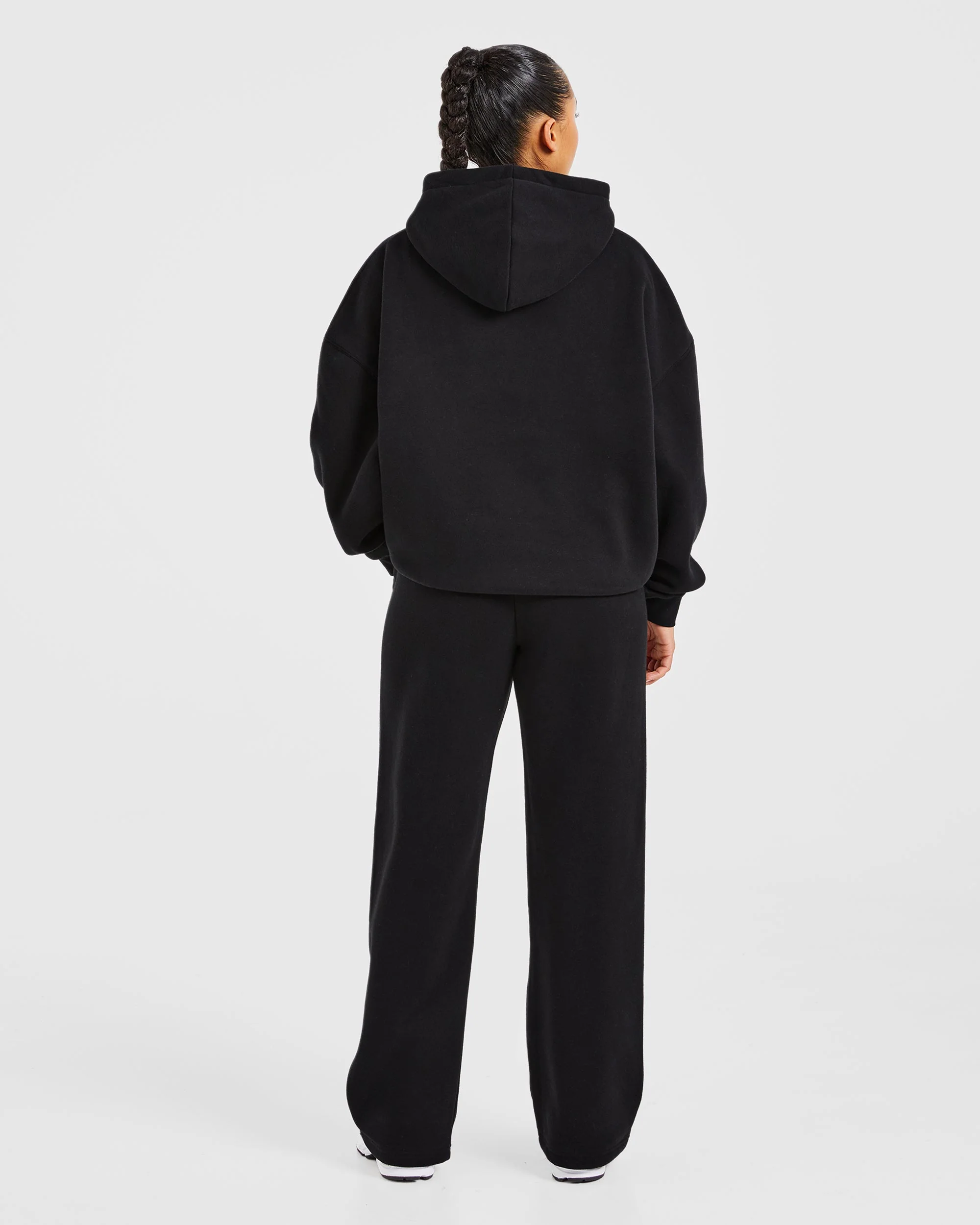 Varsity Embroidered Oversized Straight Leg Joggers - Black - Image 4