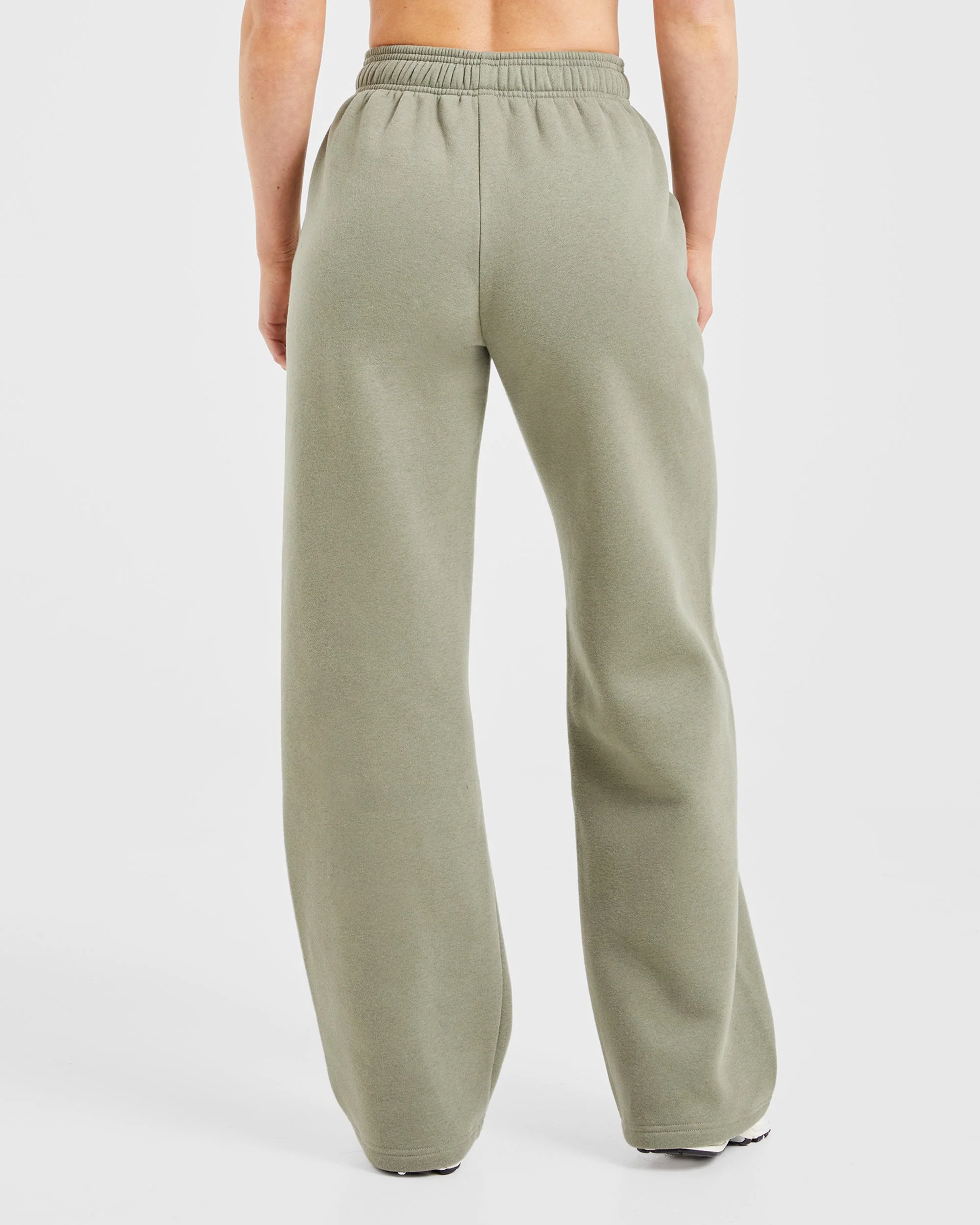 Varsity Embroidered Oversized Straight Leg Joggers - Muted Olive - Image 2