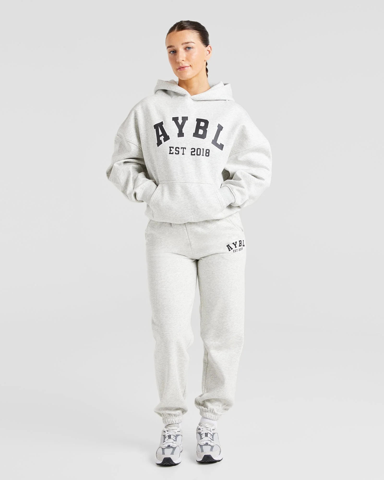 Varsity Graphic Oversized Hoodie - Gris Marl - Image 3