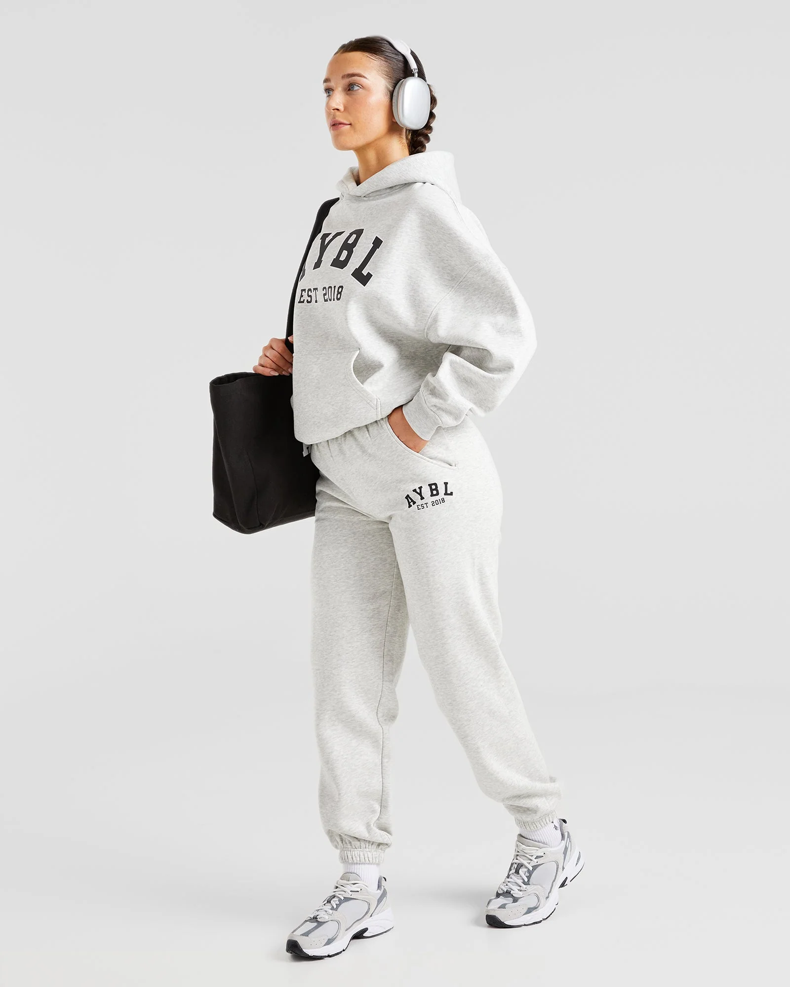 Varsity Graphic Oversized Hoodie - Gris Marl - Image 6