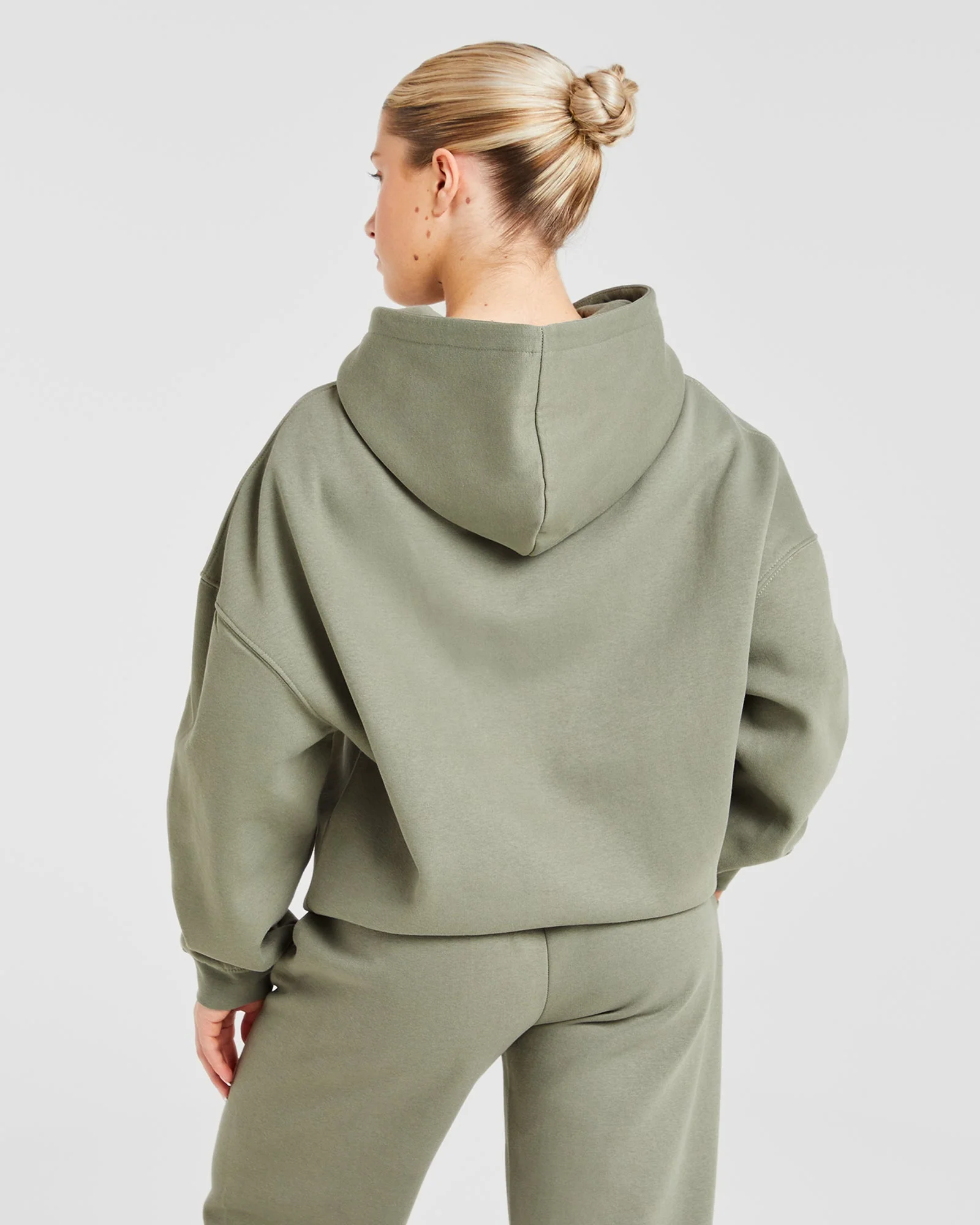 Varsity Graphic Oversized Hoodie - Muted Olive - Image 2
