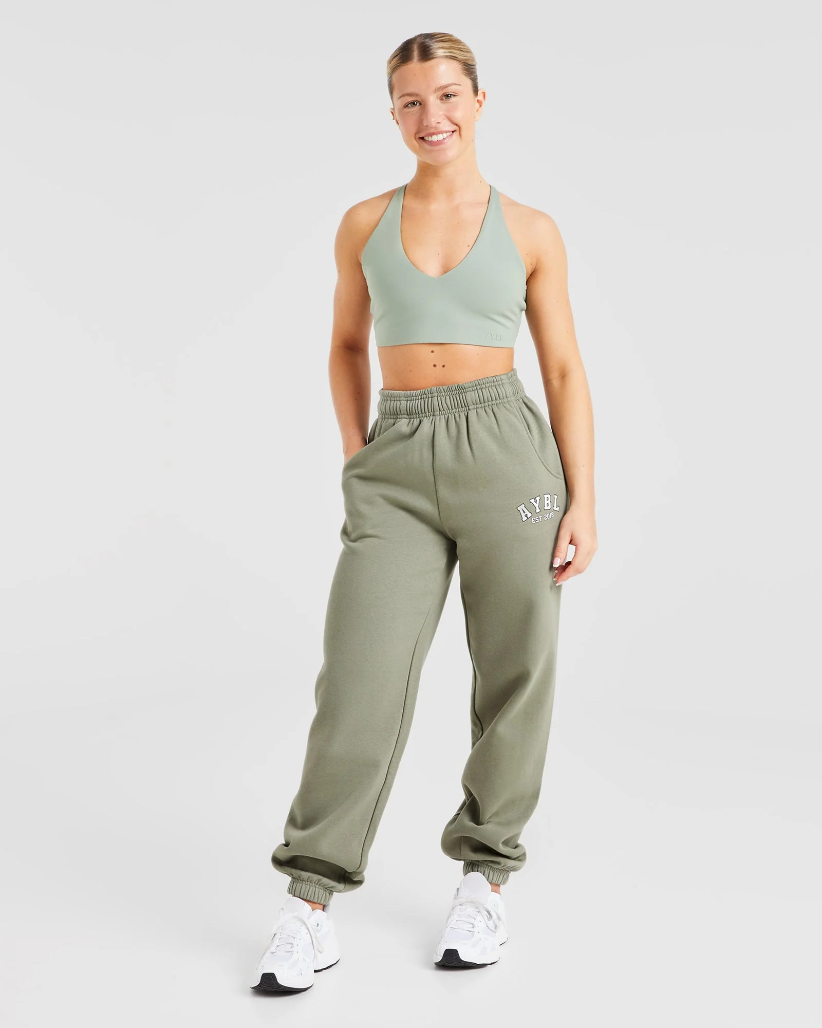Varsity Graphic Oversized Joggers - Muted Olive - Image 3