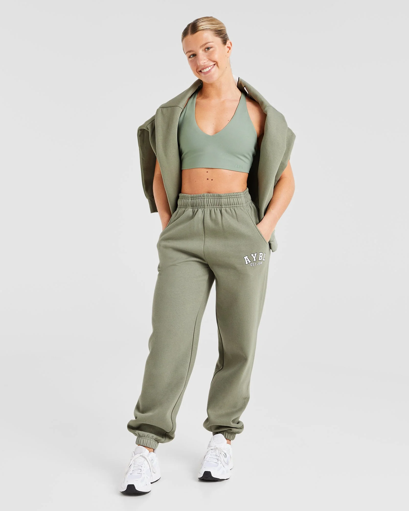 Varsity Graphic Oversized Joggers - Muted Olive - Image 6