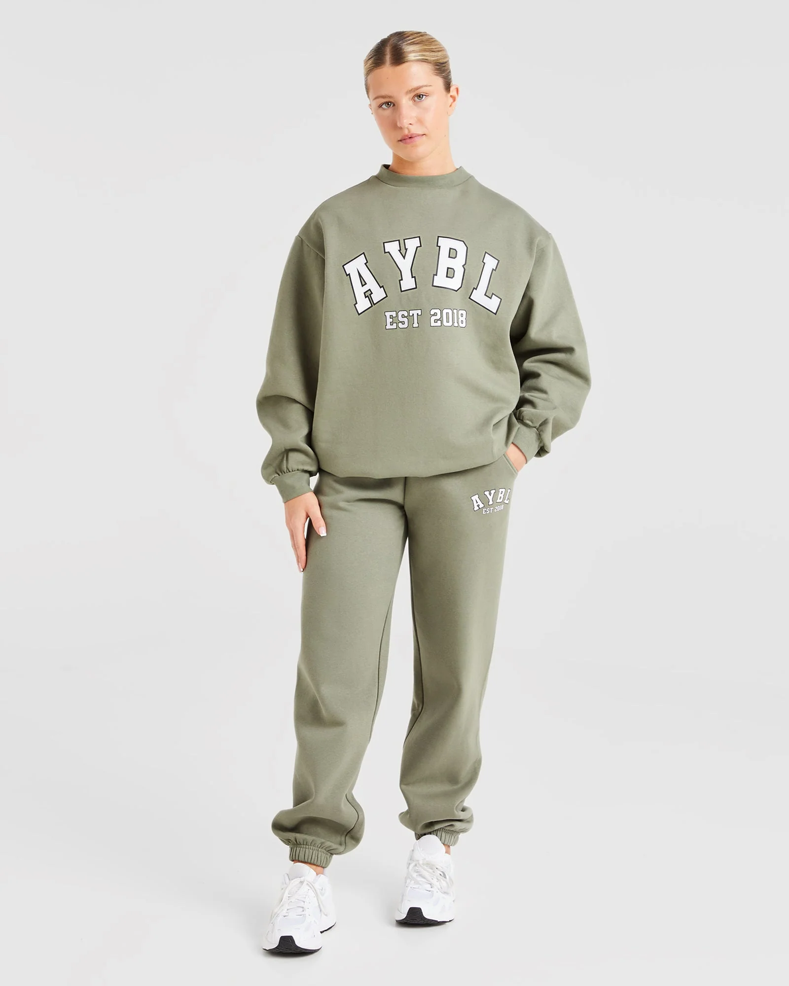 Varsity Graphic Oversized Sweatshirt - Muted Olive - Image 3