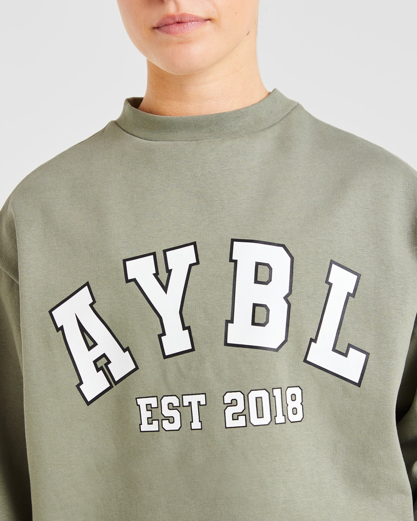 Varsity Graphic Oversized Sweatshirt - Muted Olive - Image 5