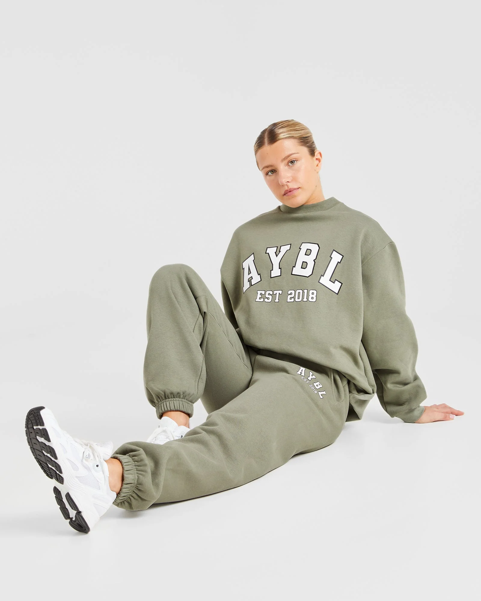 Varsity Graphic Oversized Sweatshirt - Muted Olive - Image 6