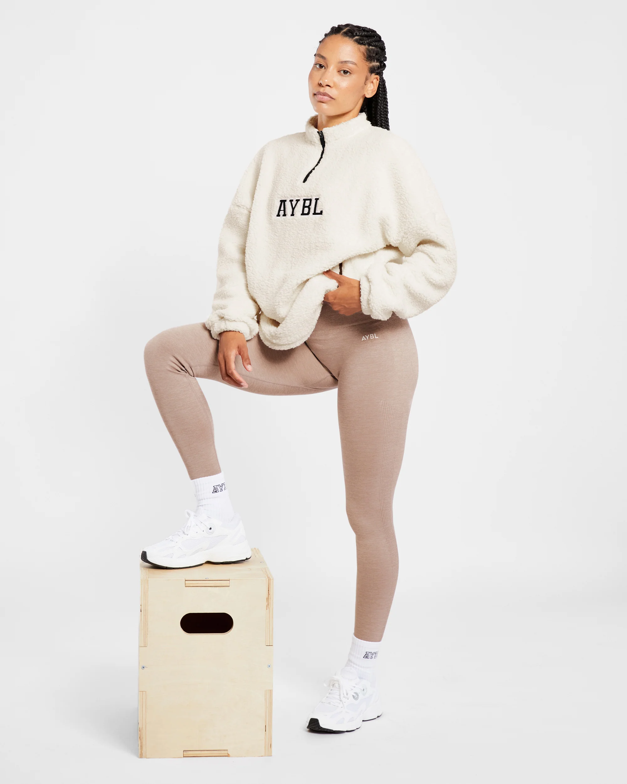 Varsity Oversized Fleece - Cream - Image 8