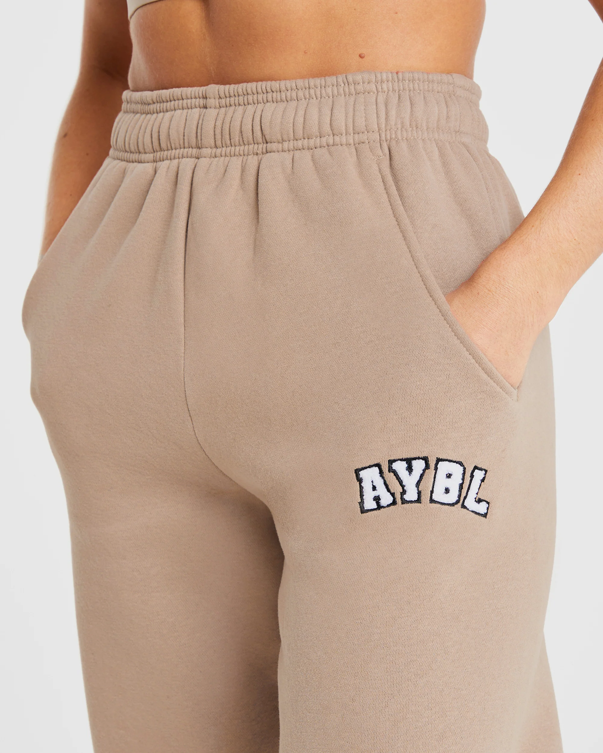 Varsity Oversized Joggers - Latte Marron - Image 5