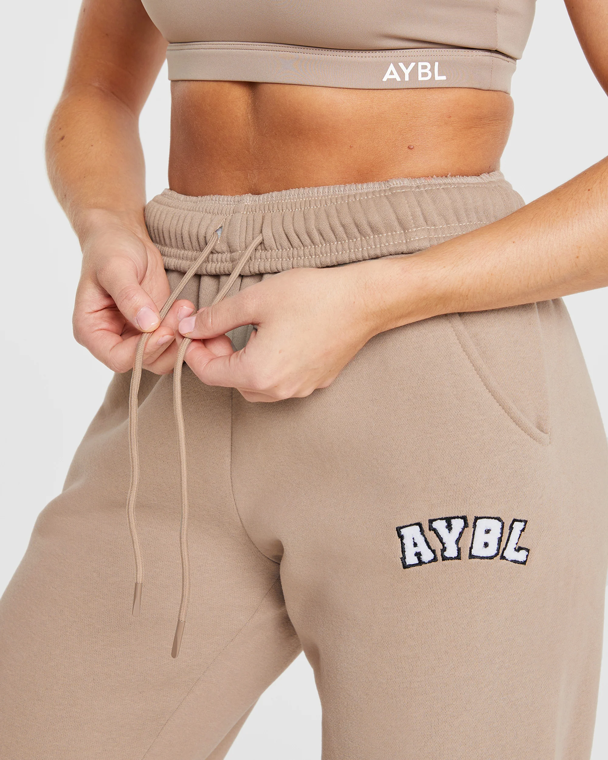 Varsity Oversized Joggers - Latte Marron - Image 6