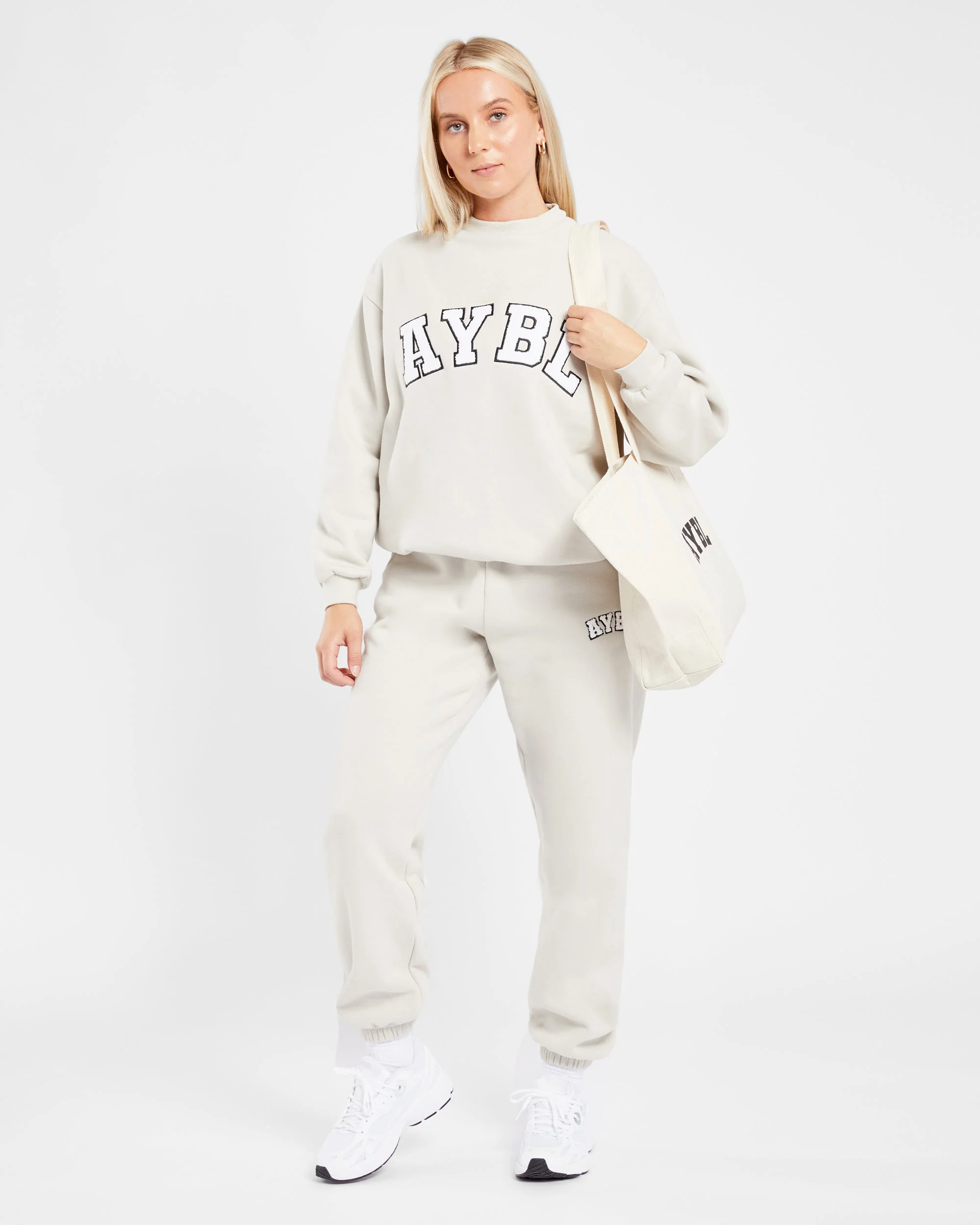 Varsity Oversized Joggers - Sand - Image 8
