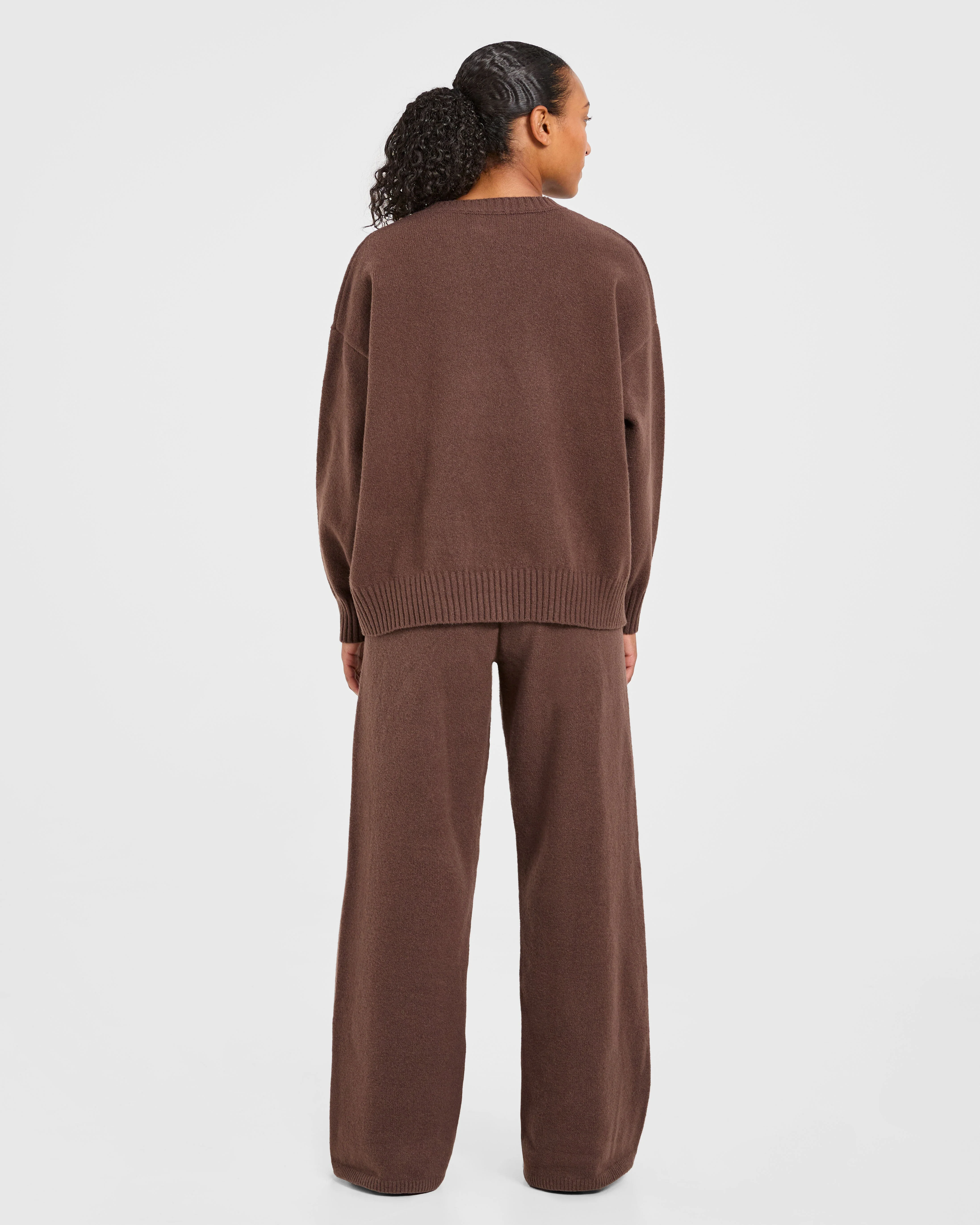 Varsity Oversized Knitted Joggers - Marron - Image 4