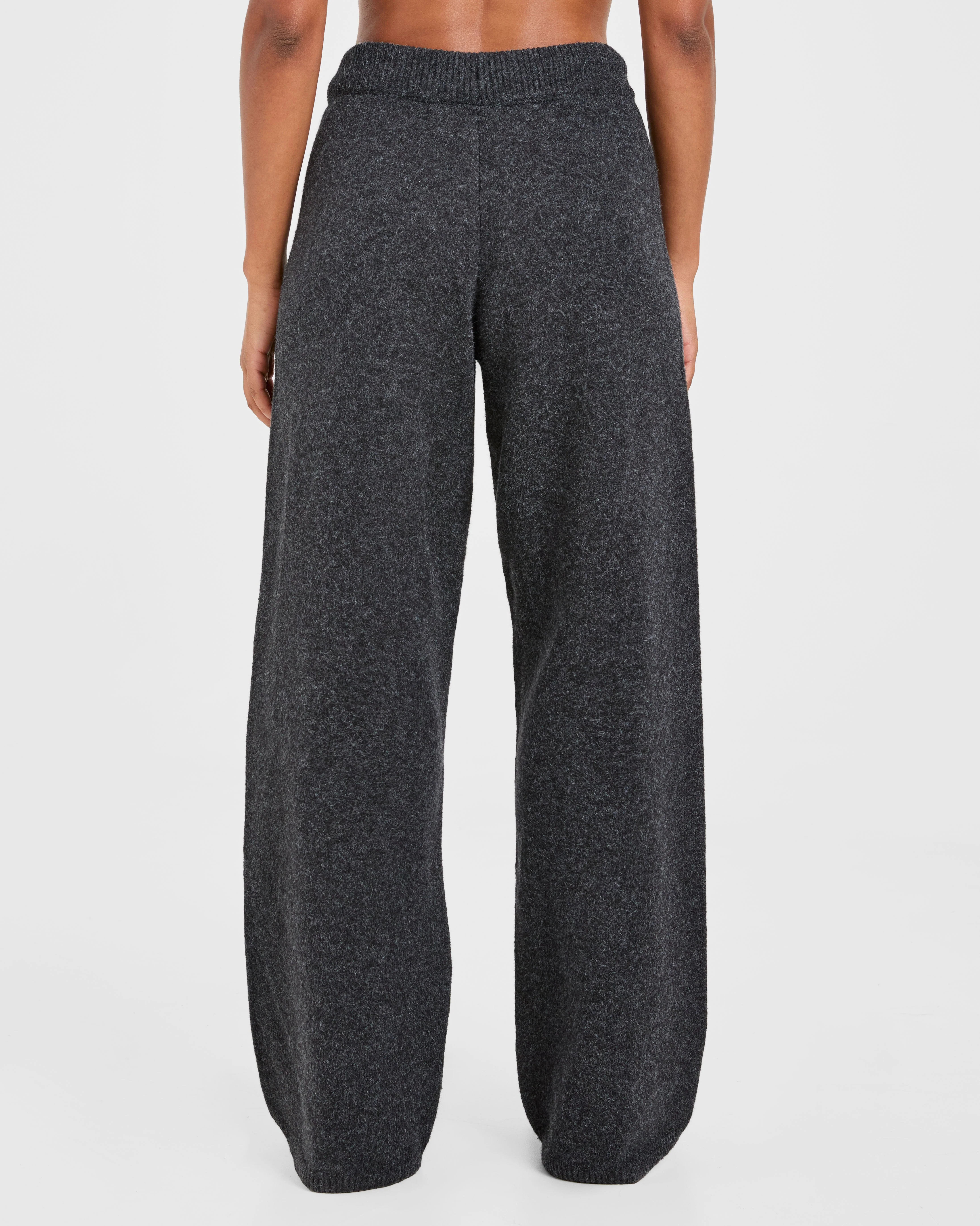 Varsity Oversized Knitted Joggers - Charcoal - Image 2